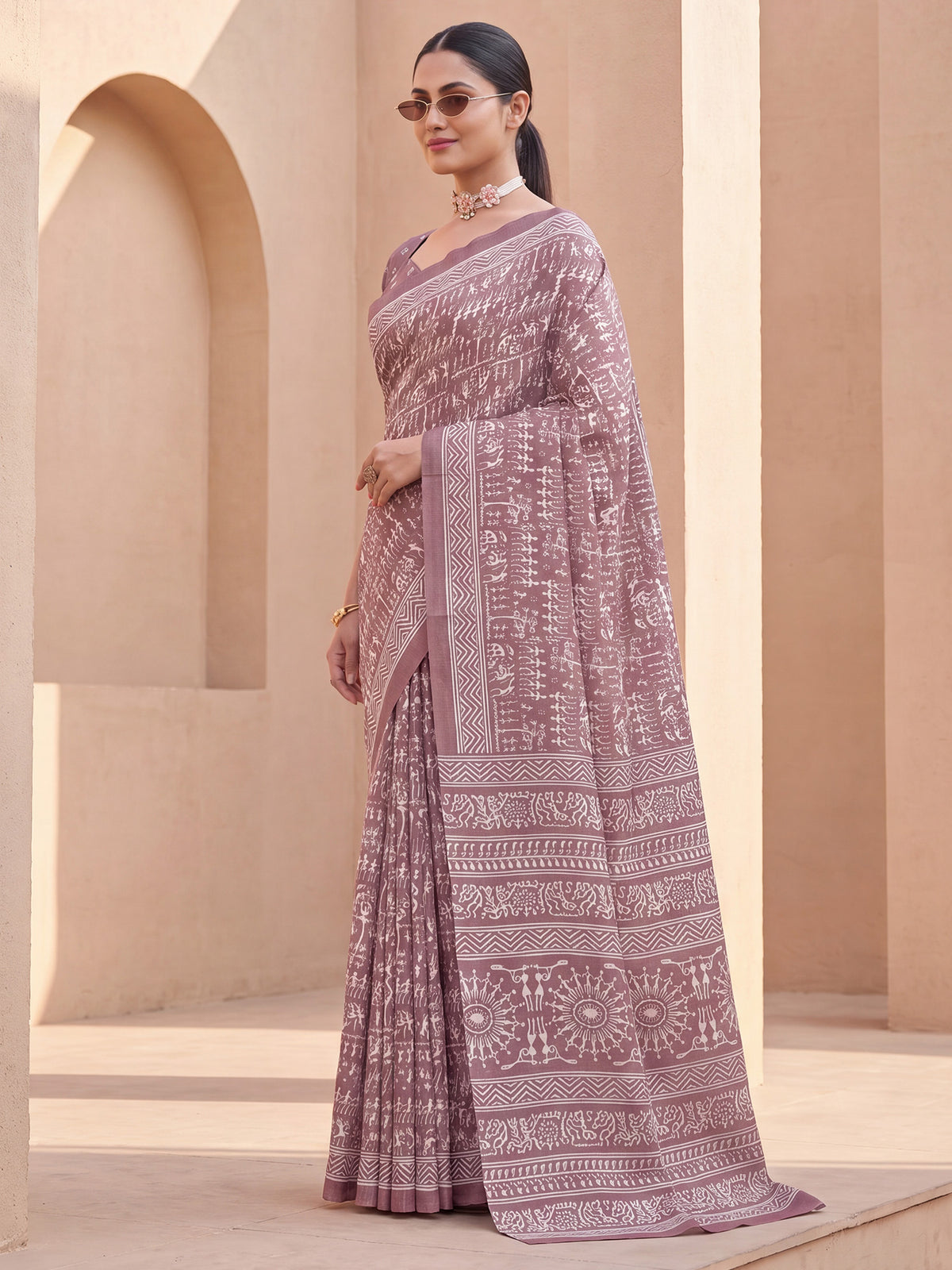 Mauve Dola Silk saree – detail view 2