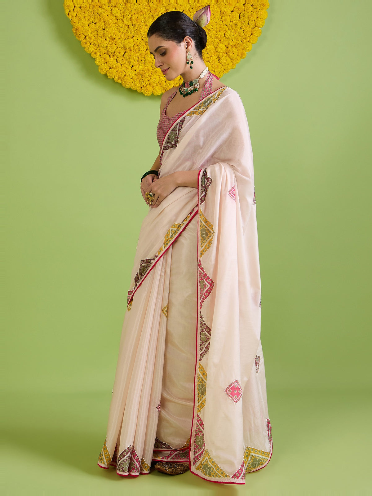 Off White Cotton Silk saree – detail view 3