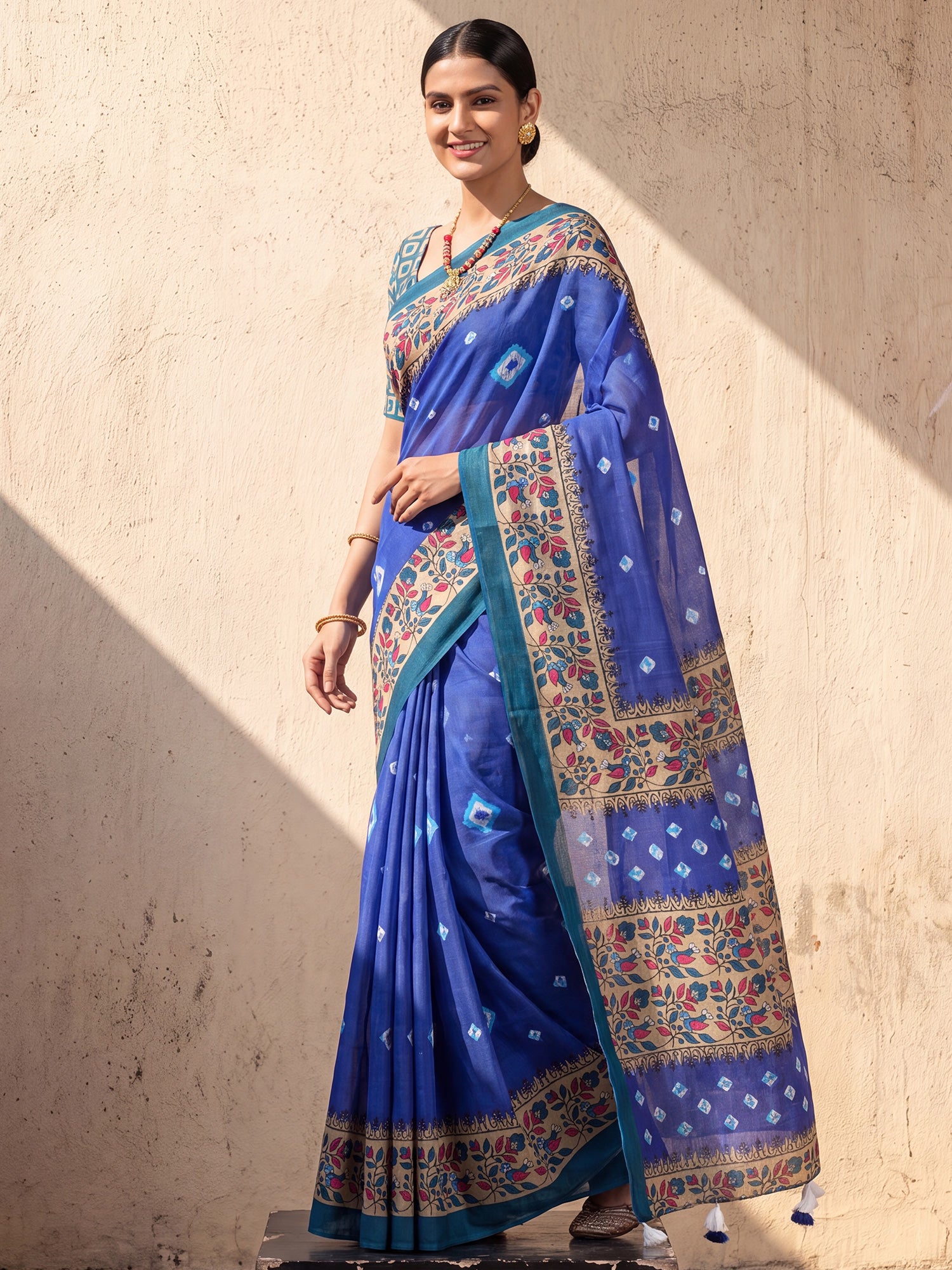 Blue Cotton saree – detail view 3