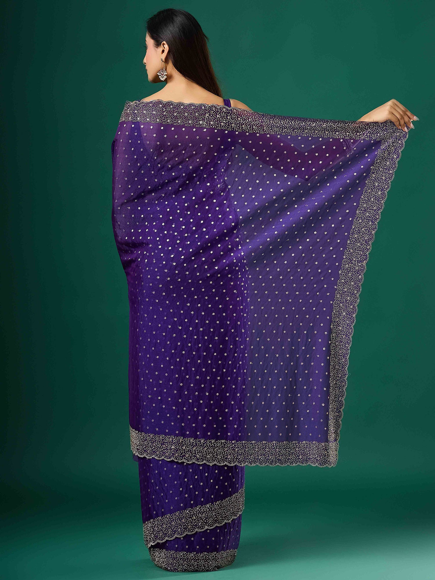 Violet Silk Blend saree – detail view 1