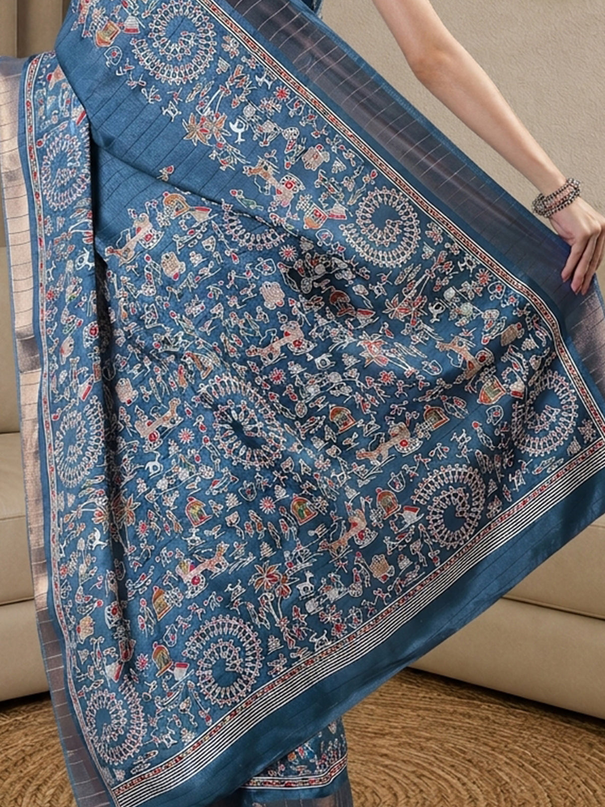 Light Blue Silk Blend saree – detail view 5