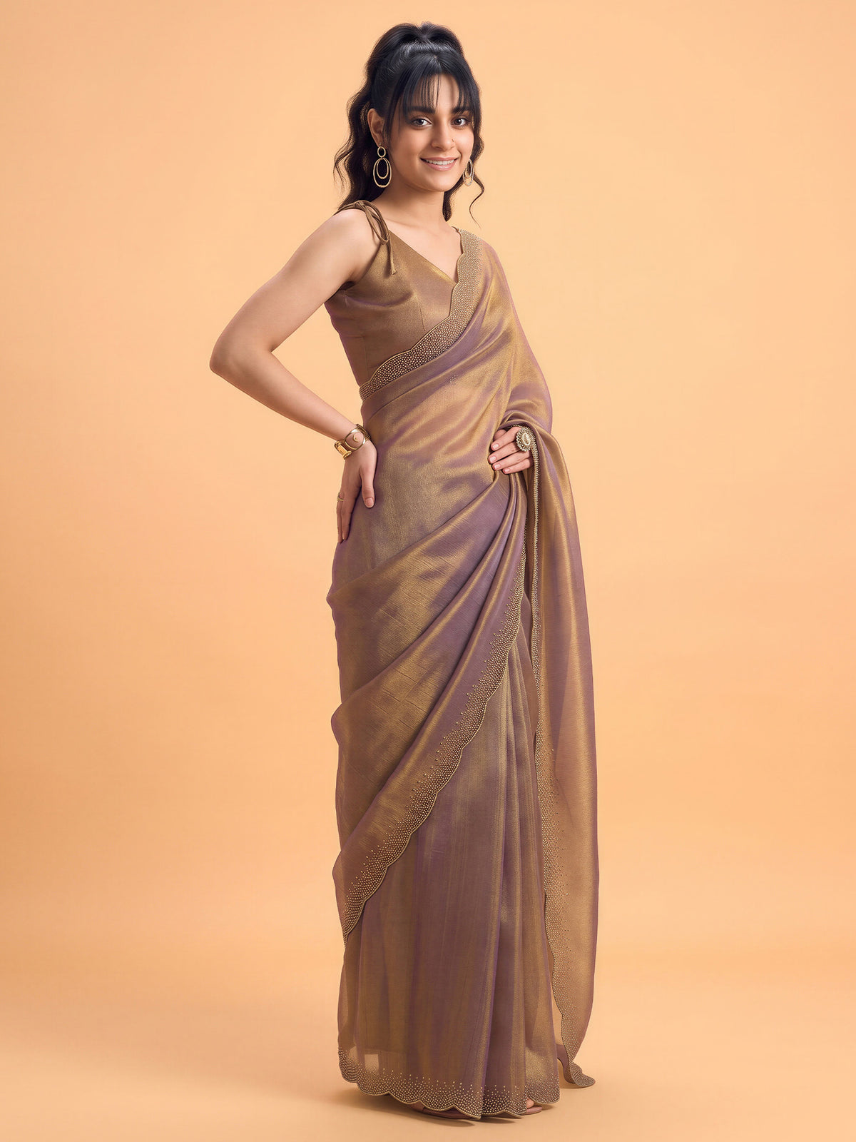 Metallic Satin Silk saree – detail view 2