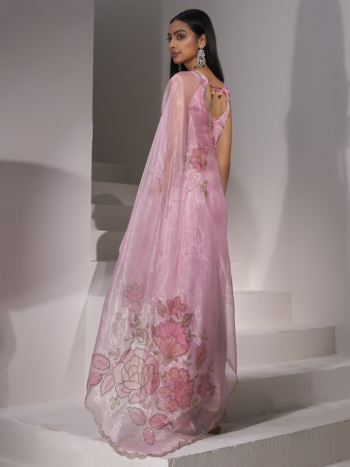 Lavender organza saree view 2