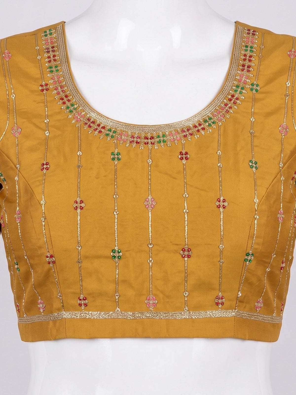 Green Vichitra Silk saree – detail view 2