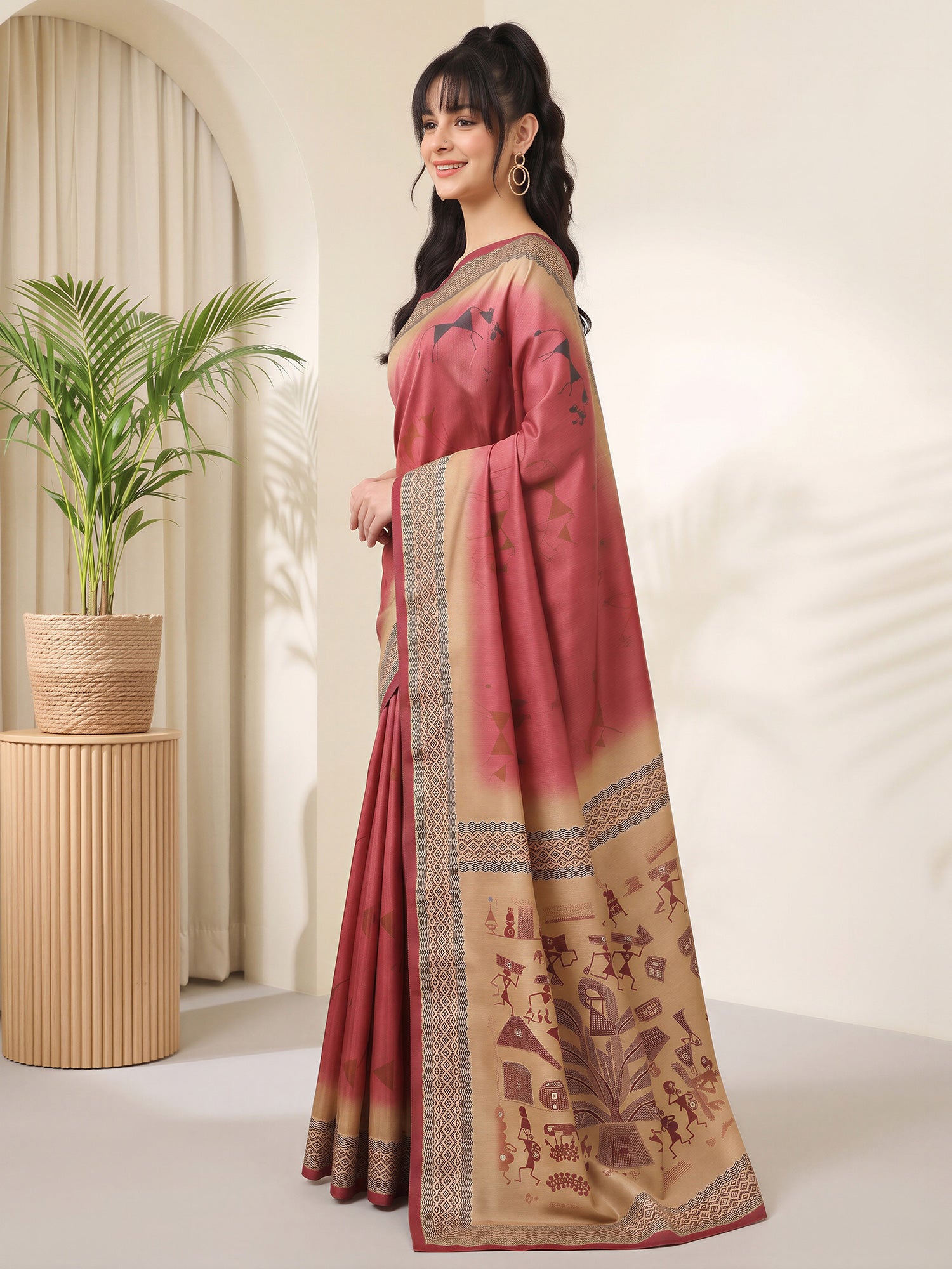 Red Silk Blend saree – detail view 3
