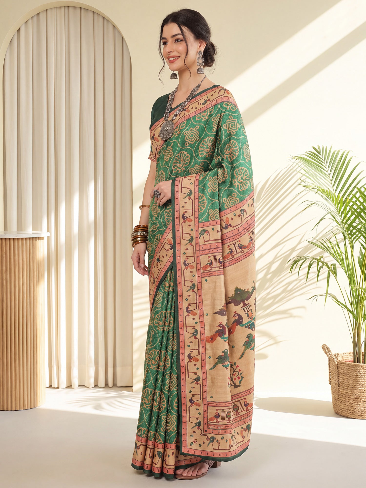 Sea Green Silk Blend saree – detail view 2
