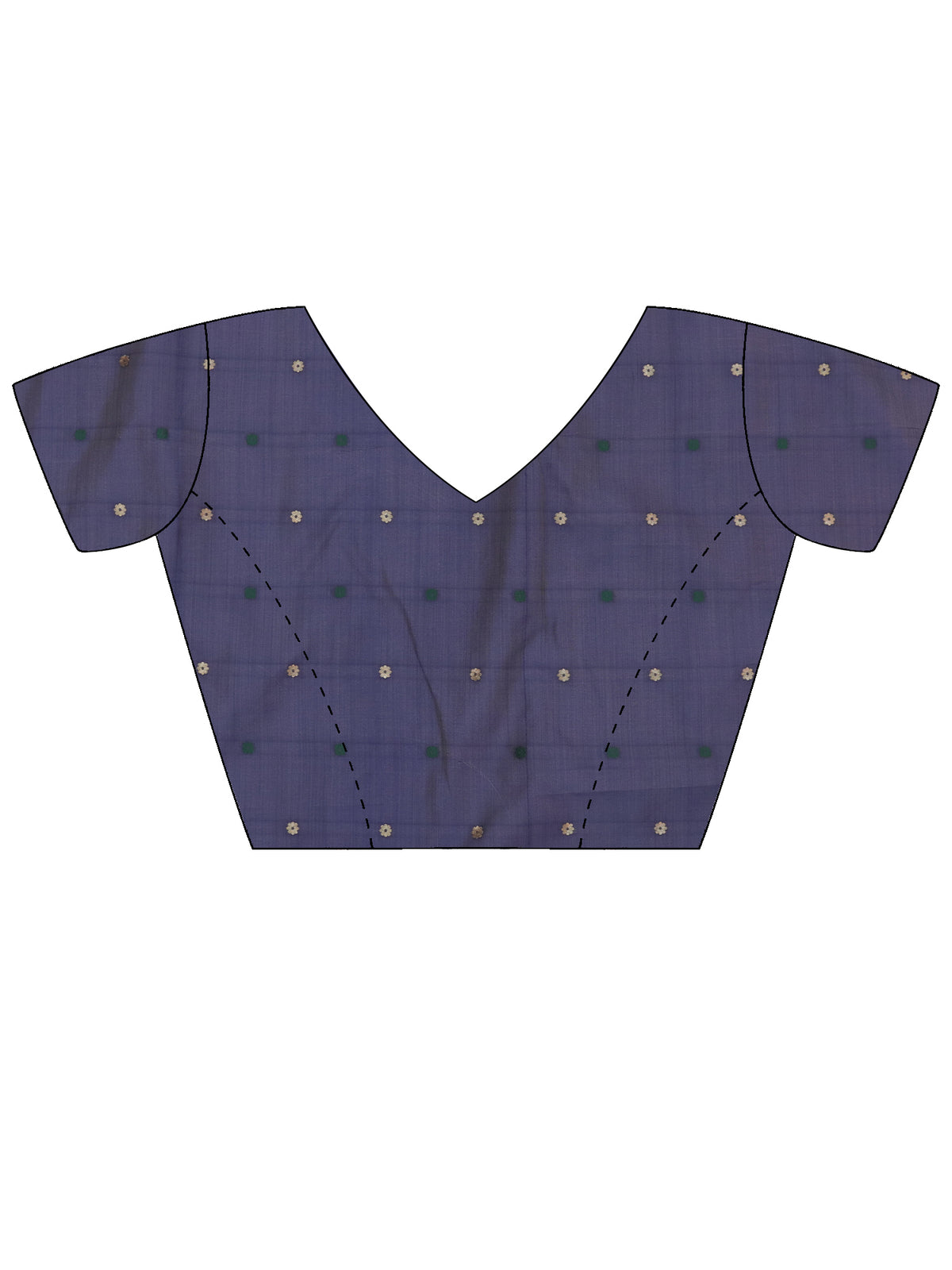 Unstitched navy blue silk blend blouse piece with zari butta design