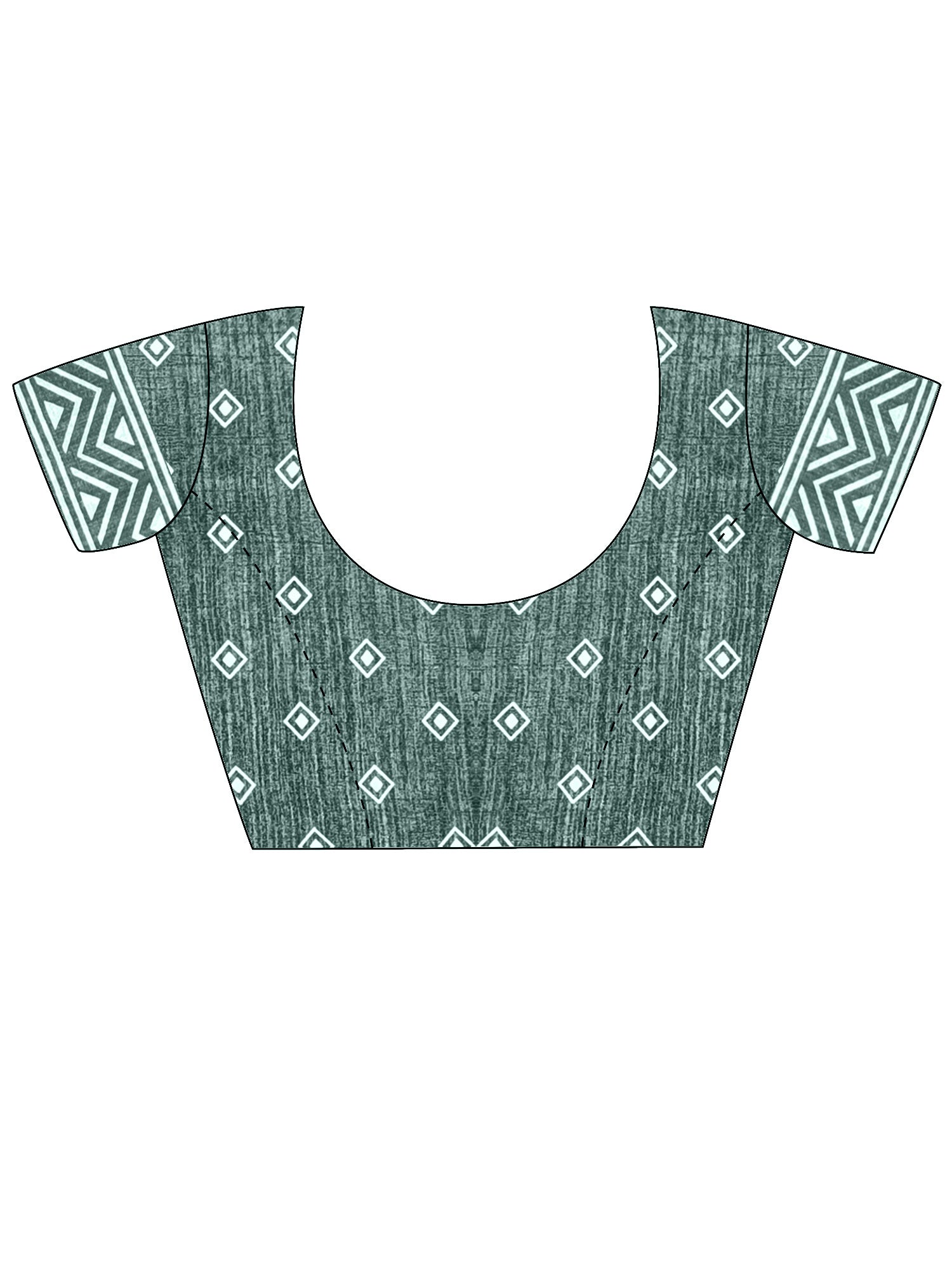 Unstitched sea green dola silk blouse piece with geometric design