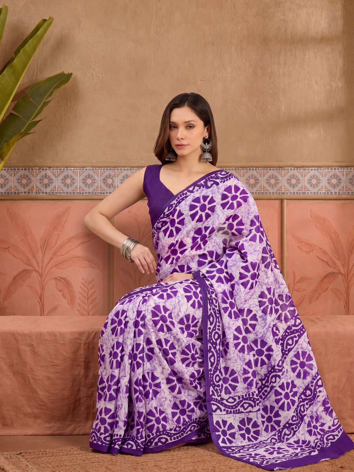 Purple Bhagalpuri Silk saree – detail view 5