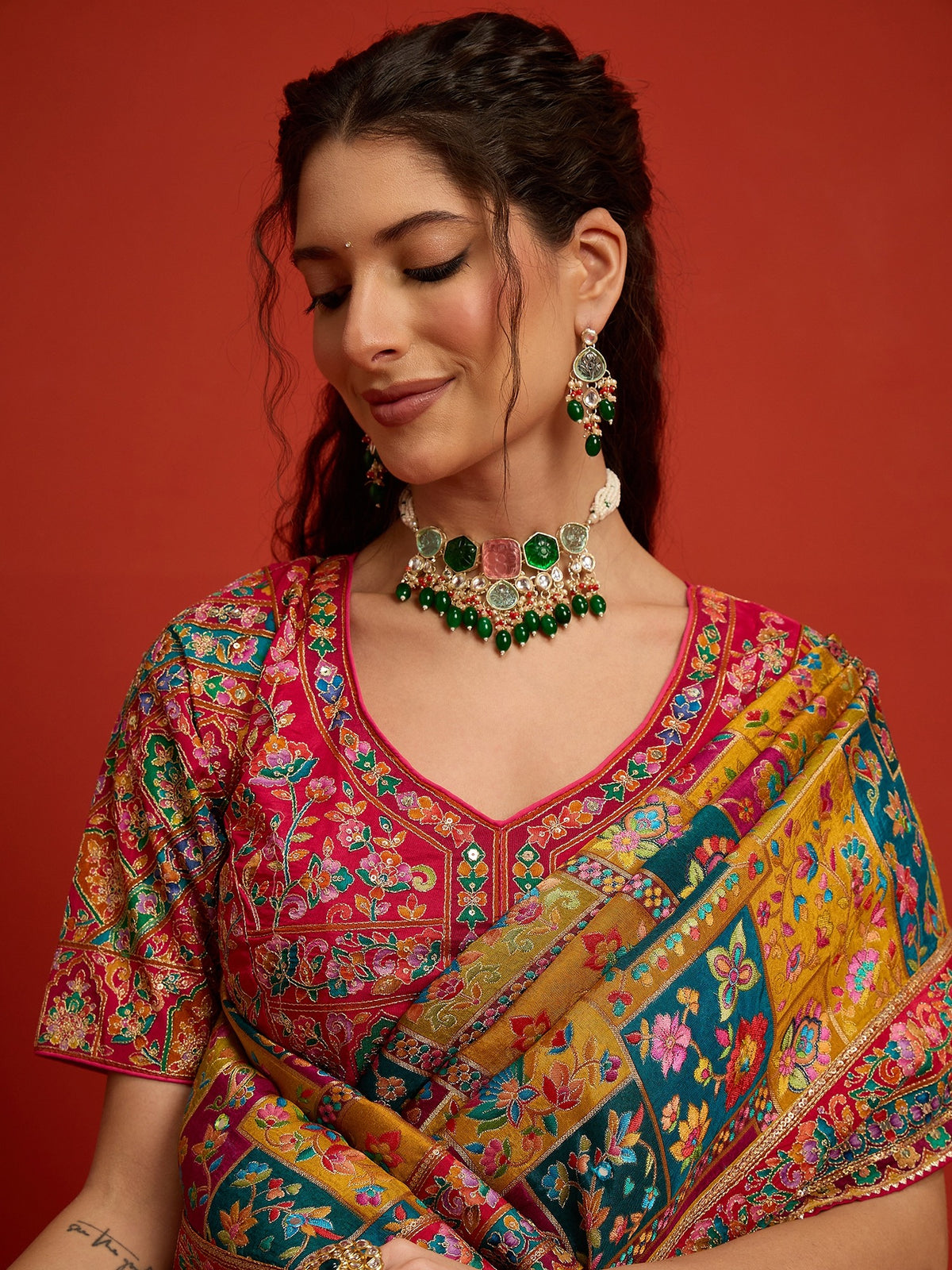 Mustard Silk Blend saree – detail view 5