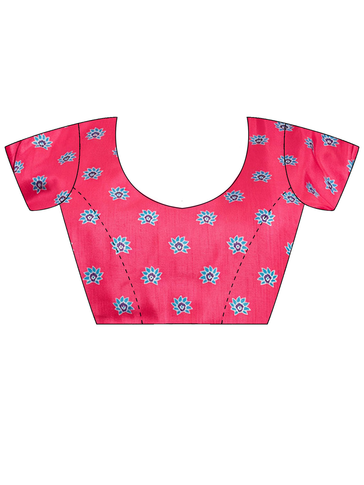 Unstitched pink silk blend blouse piece with ethnic motif design