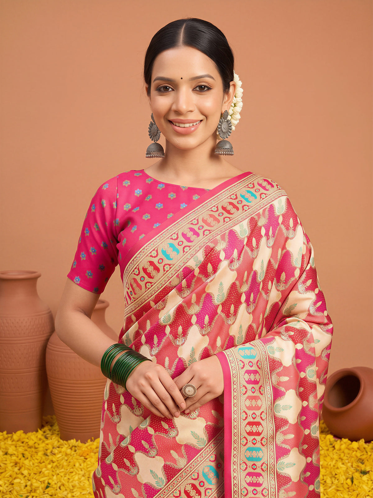 Pink Silk Blend saree – detail view 4