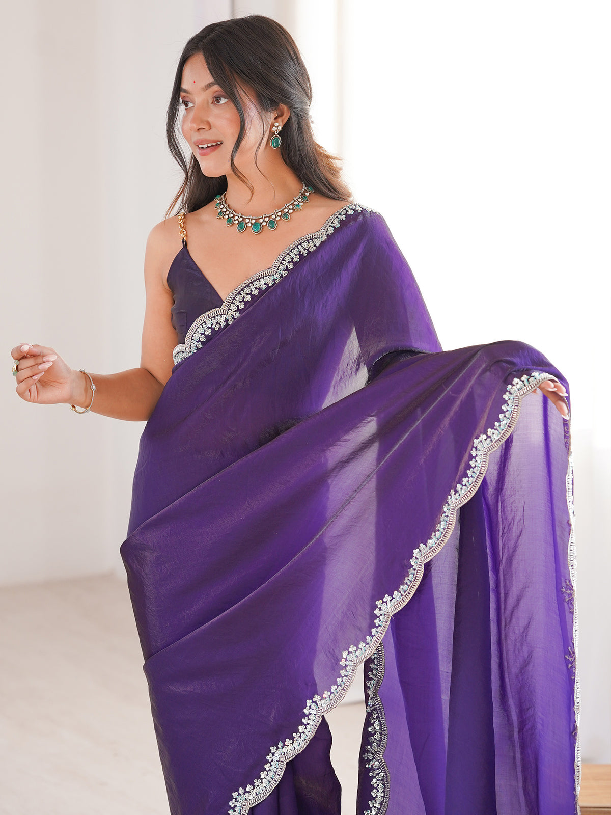 Purple Silk Blend saree – detail view 4