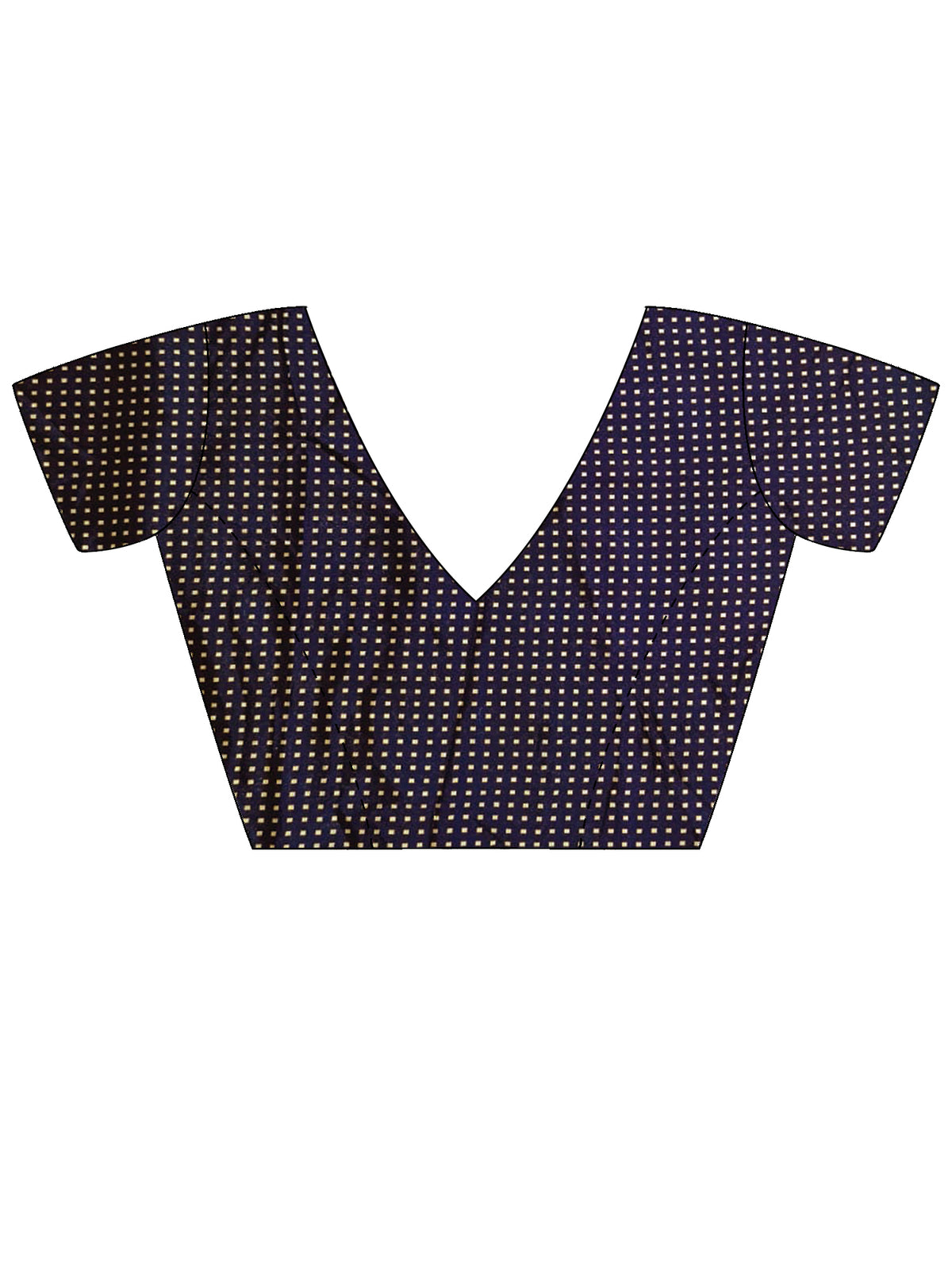 Unstitched navy blue silk blend blouse piece with geometric design