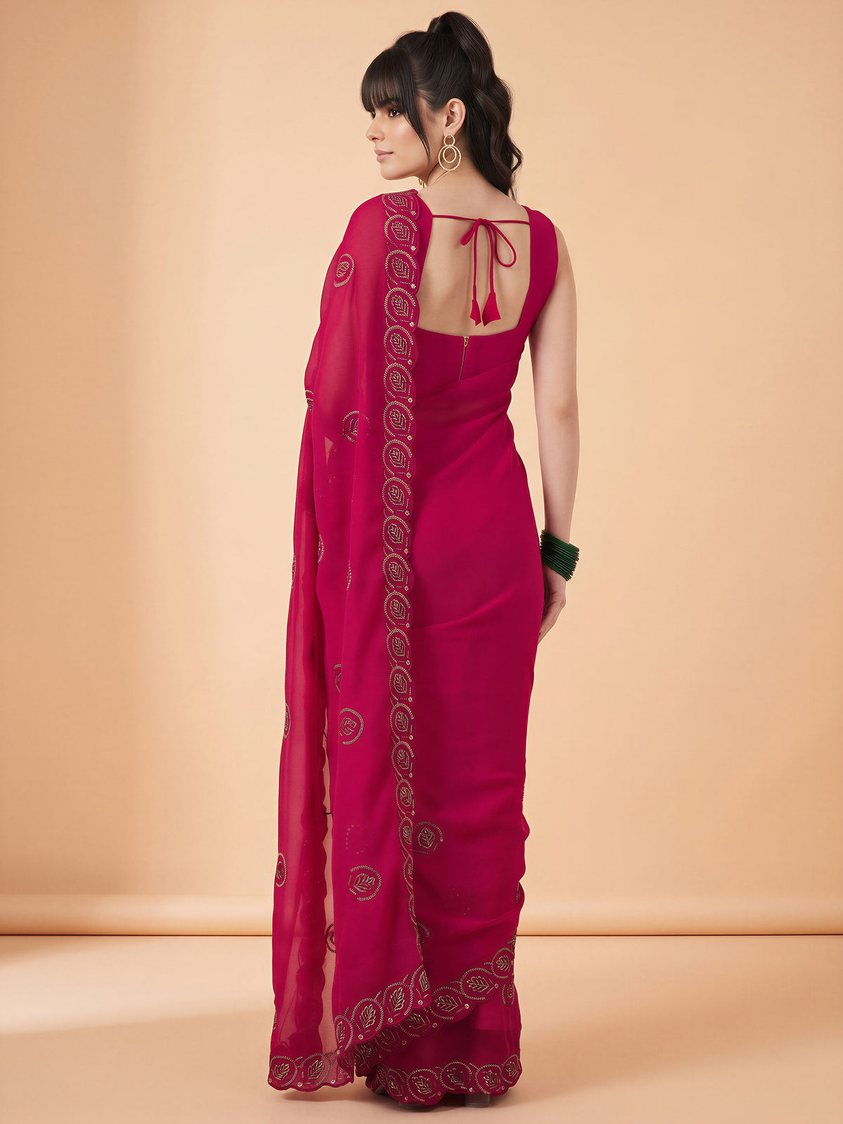 Pink Tissue saree – detail view 1
