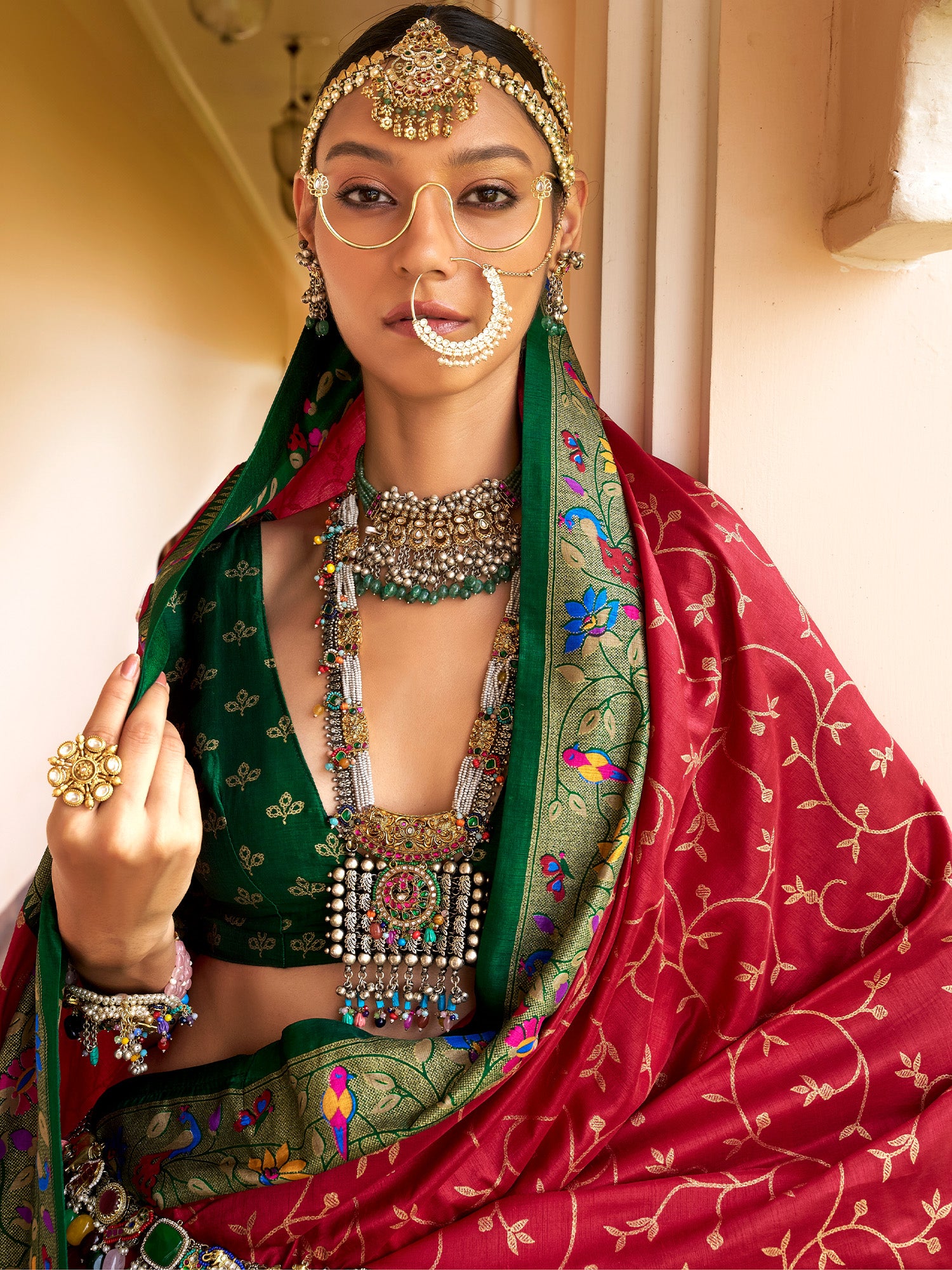 Red Silk Blend saree – detail view 1
