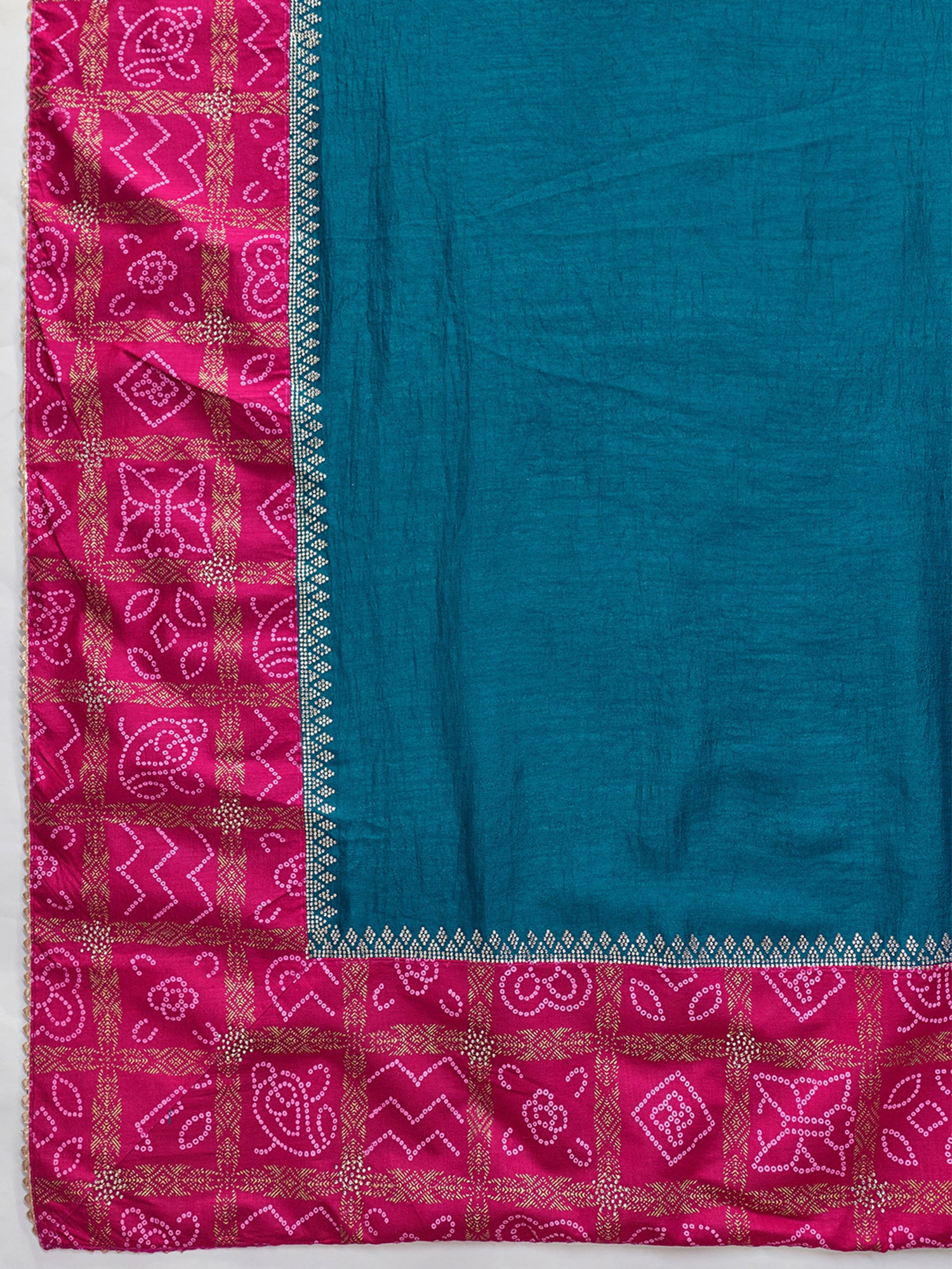Teal Blue Vichitra Silk saree – detail view 5