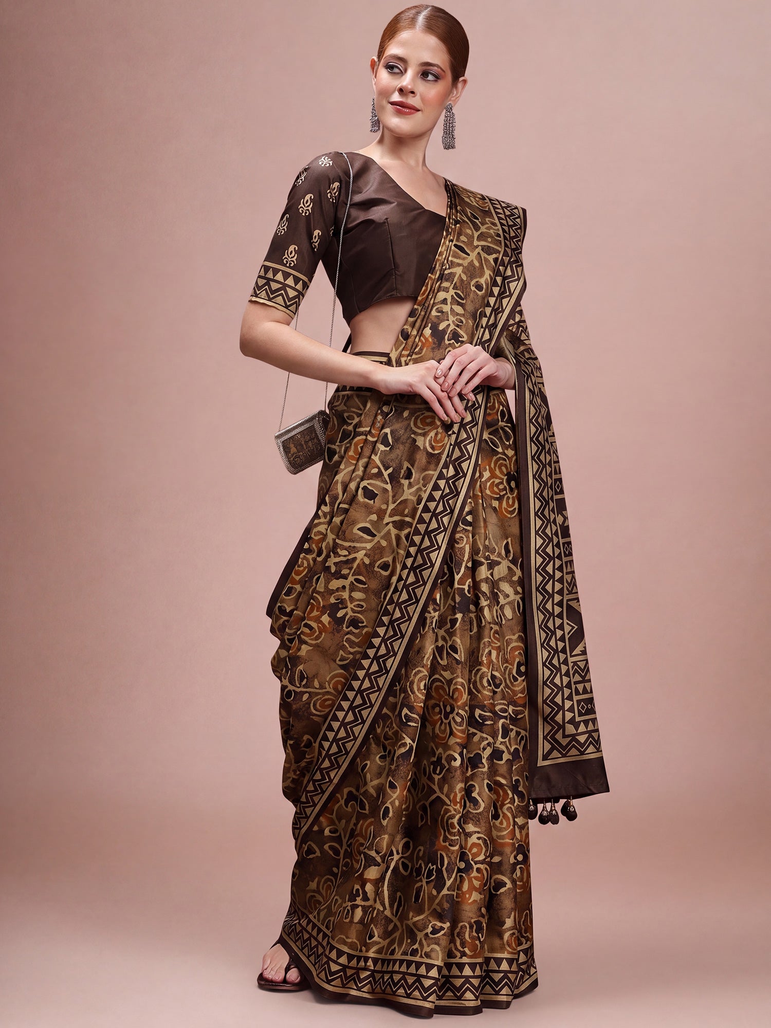 Brown Silk Blend saree – detail view 2