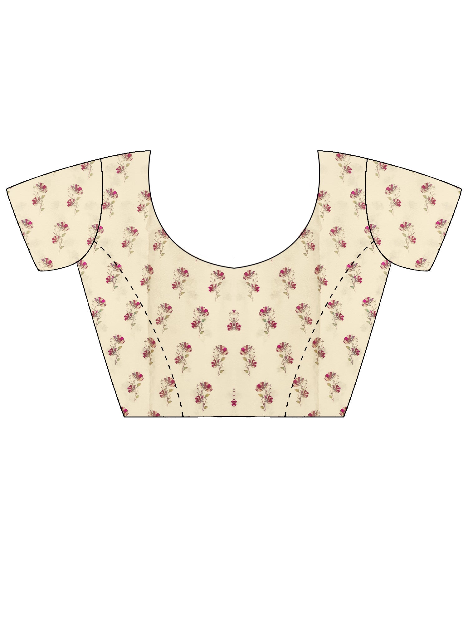 Unstitched peach georgette blouse piece with floral design