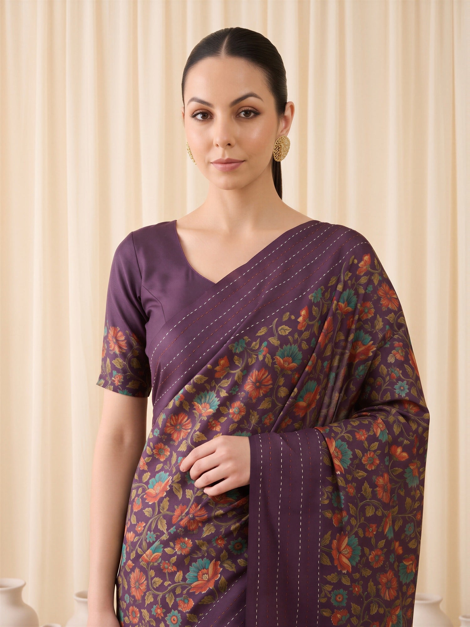 Purple Silk Blend saree – detail view 4