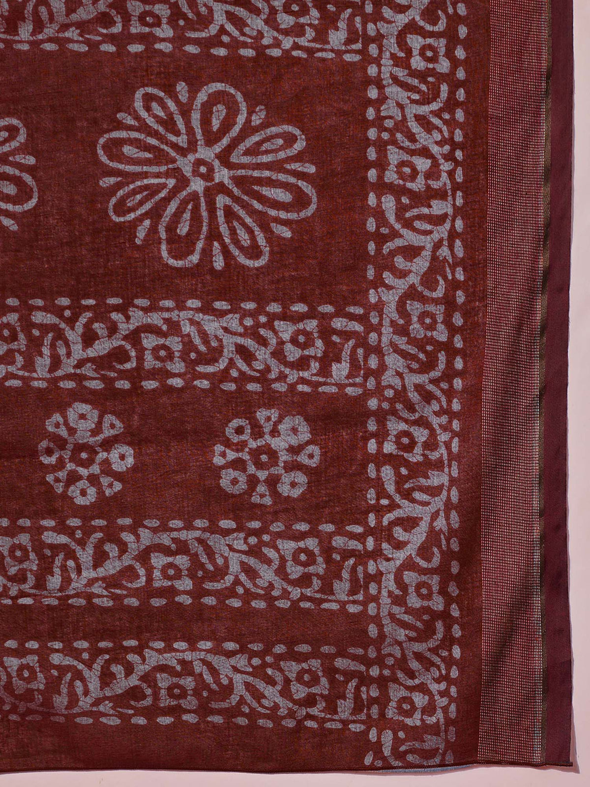 Maroon Cotton saree – detail view 5