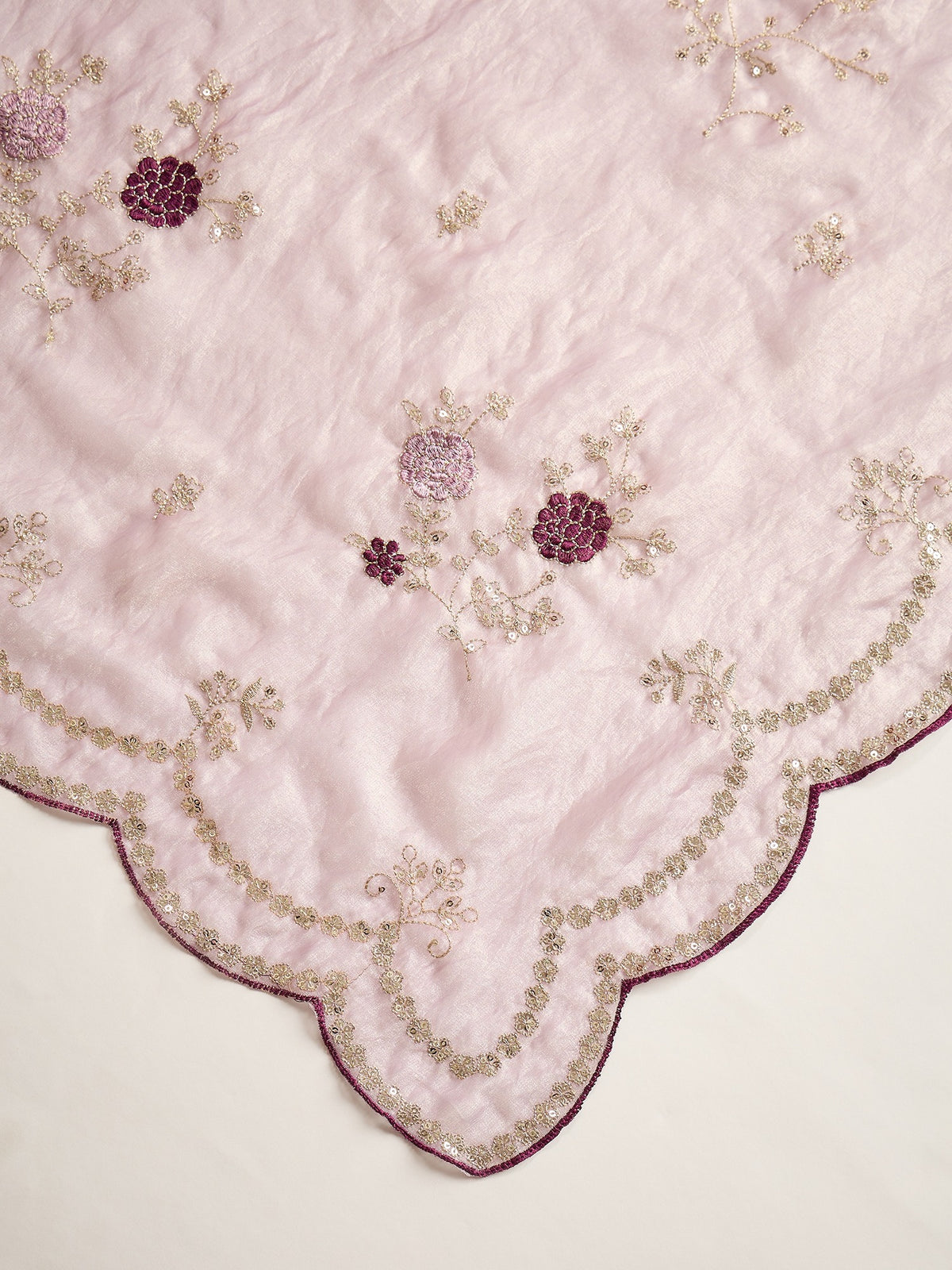 Lavender Satin Silk saree – detail view 4