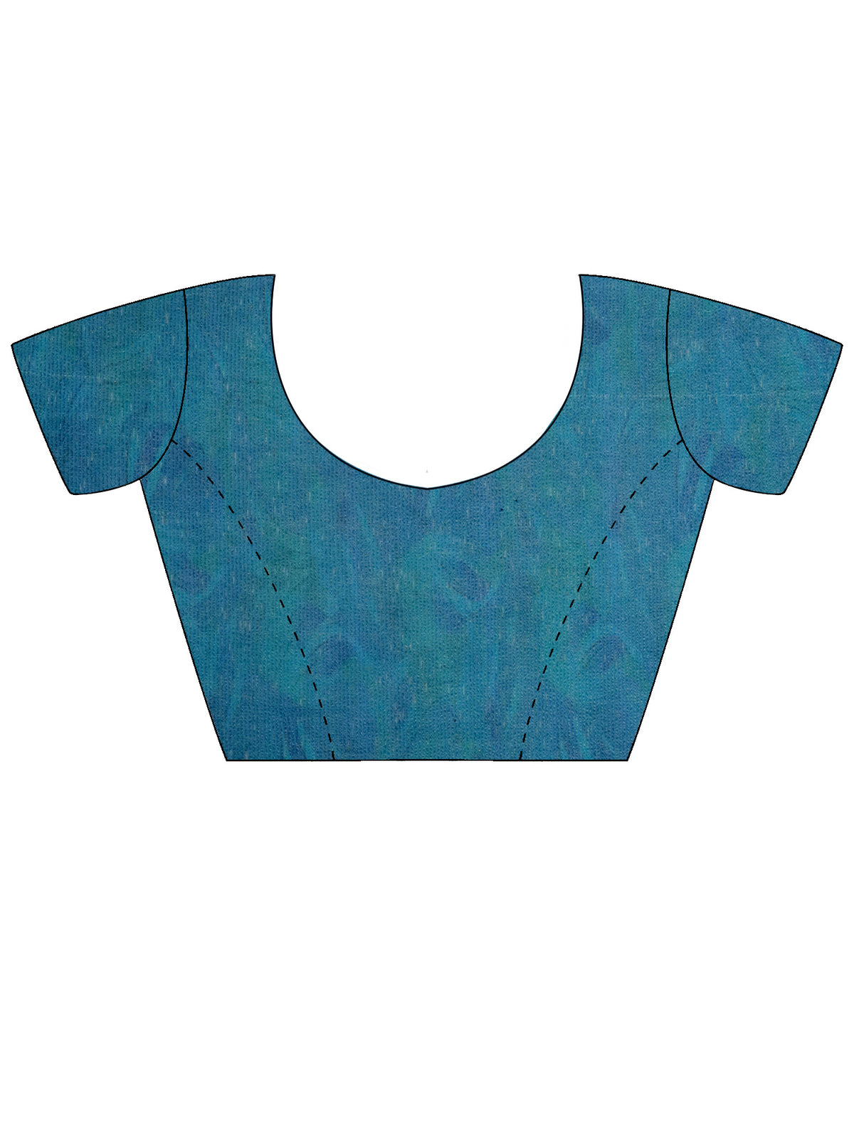 Unstitched teal blue cotton silk blouse piece with abstract design