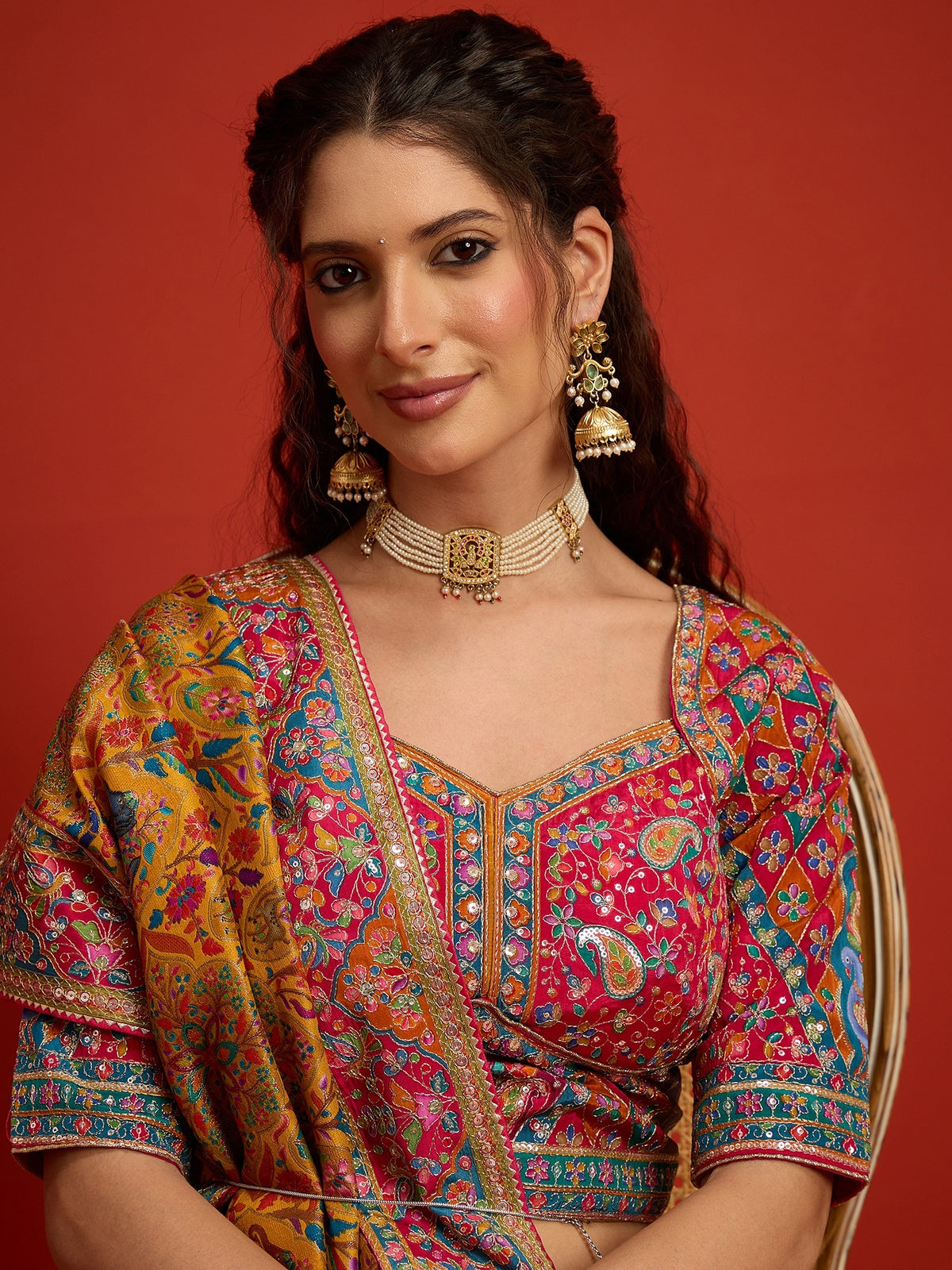 Mustard Silk Blend saree – detail view 5