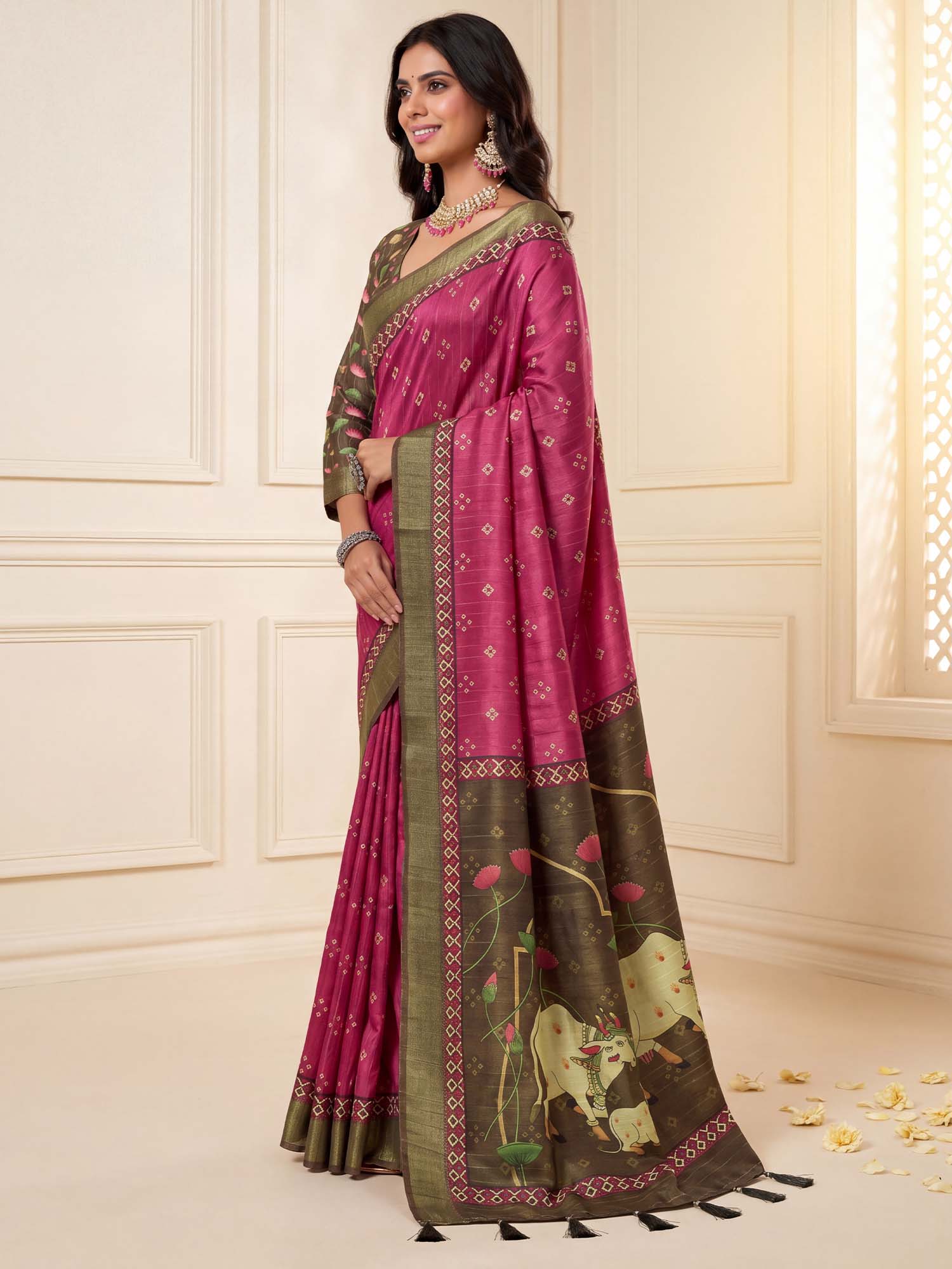 Pink Silk Blend saree – detail view 3