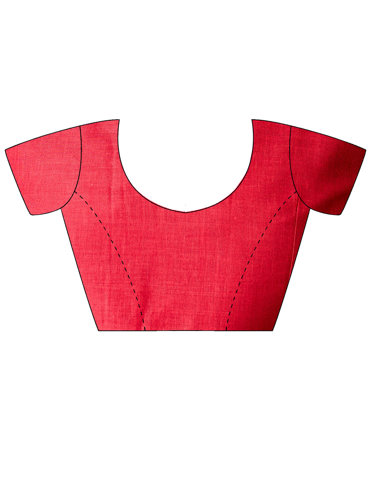 Unstitched red cotton blend blouse piece with solid design