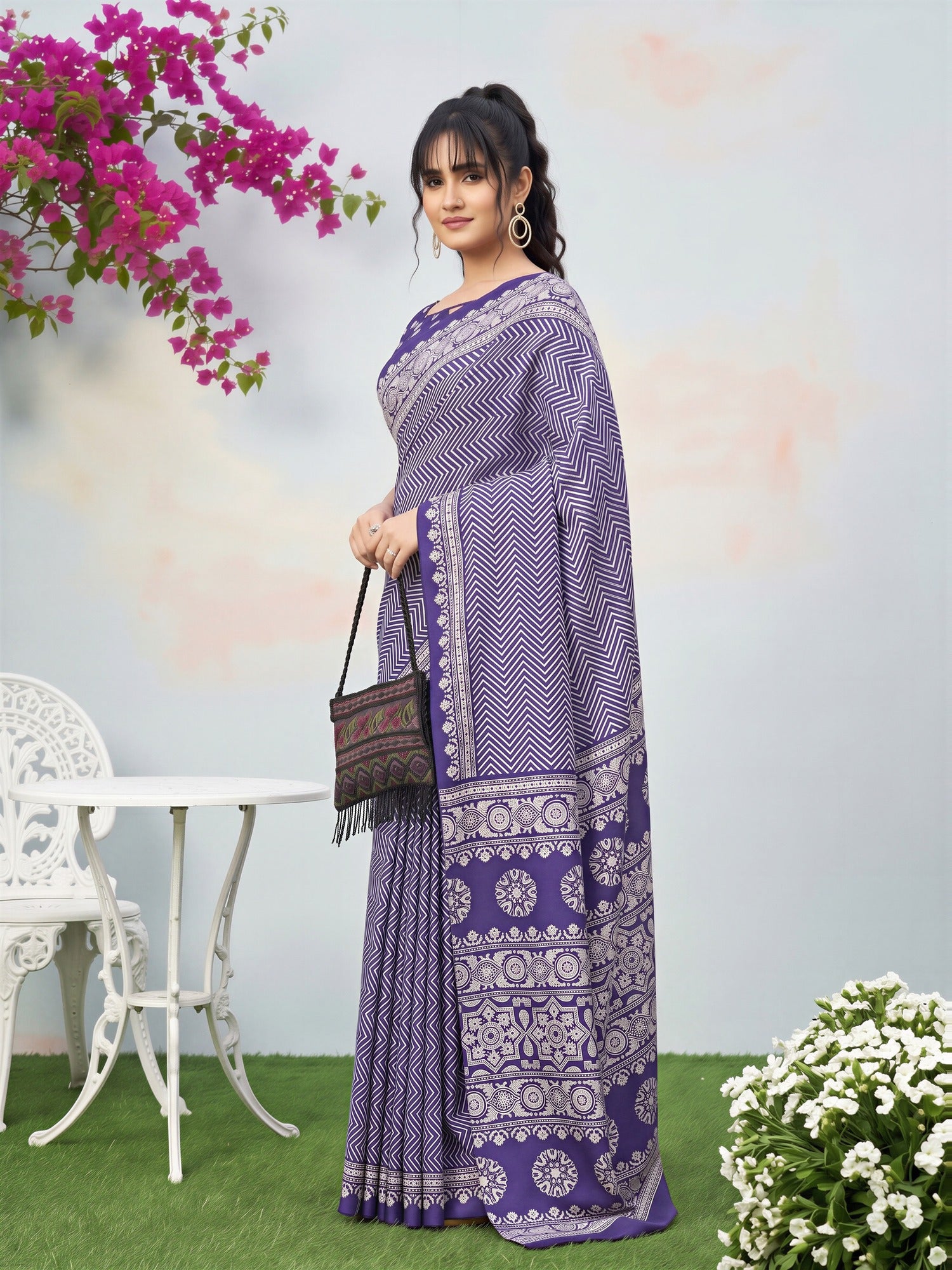 Purple Dola Silk saree – detail view 2