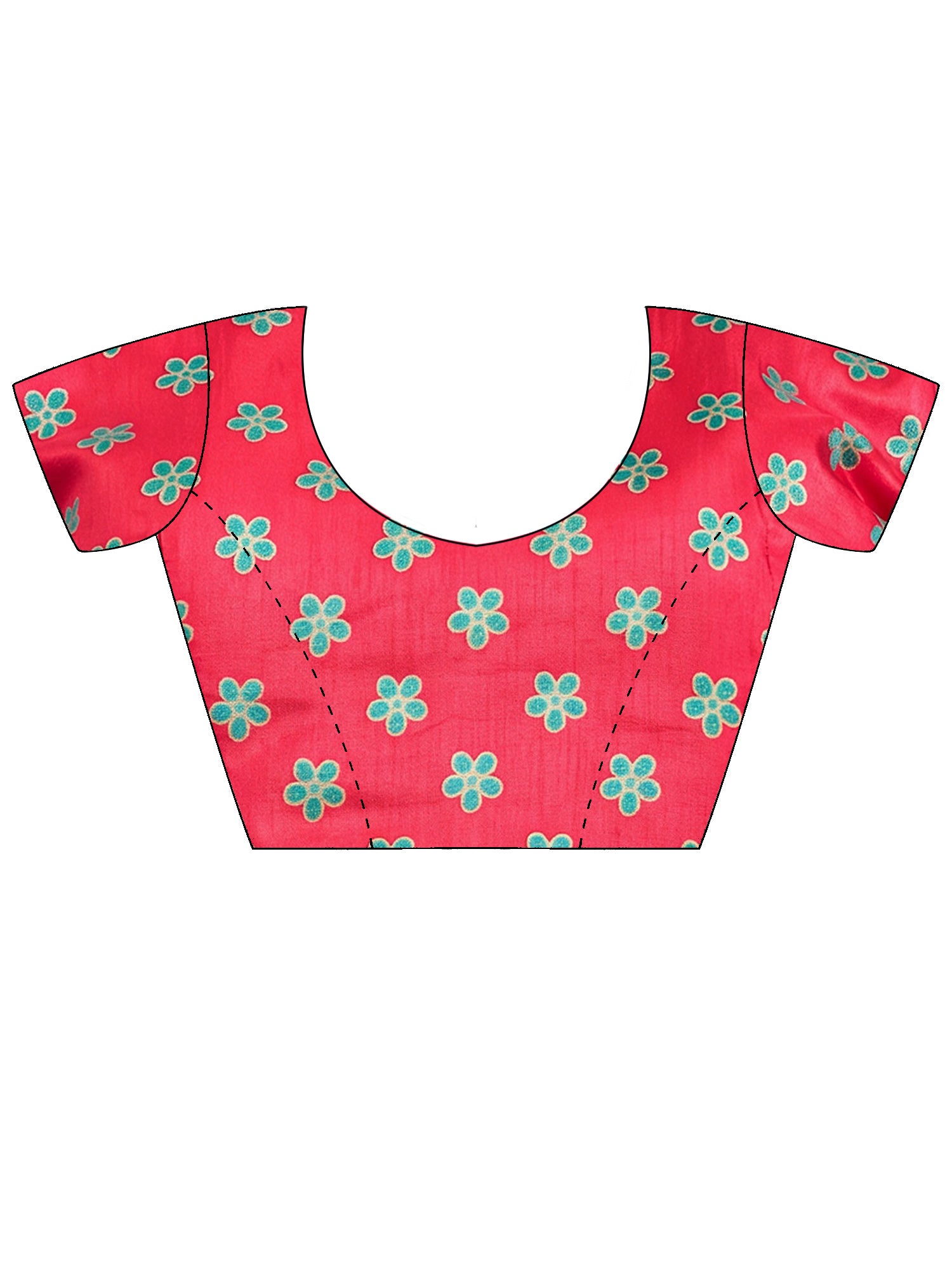Unstitched pink silk blend blouse piece with ethnic motif design