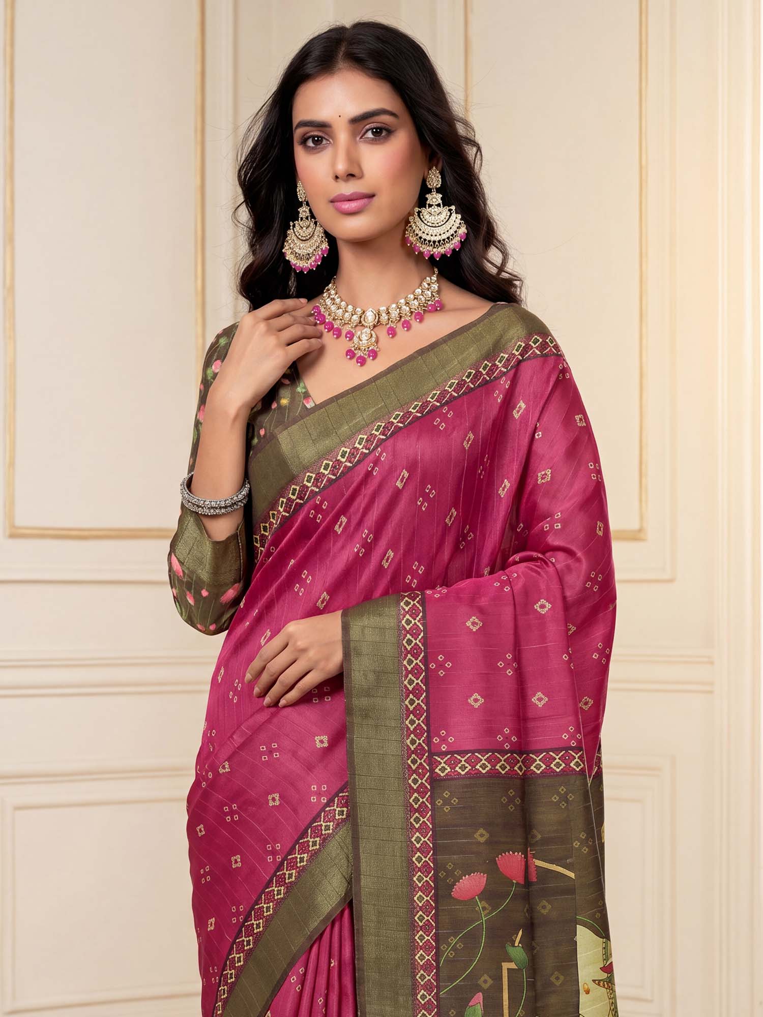 Pink Silk Blend saree – detail view 4
