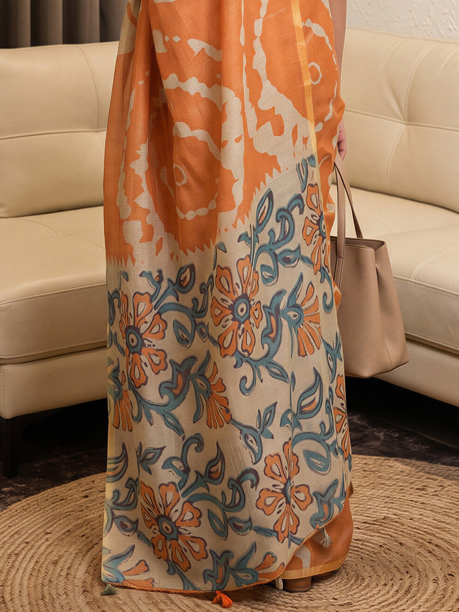 Rust Cotton Blend saree – detail view 5
