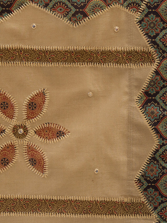 Light Brown silk blend saree view 1