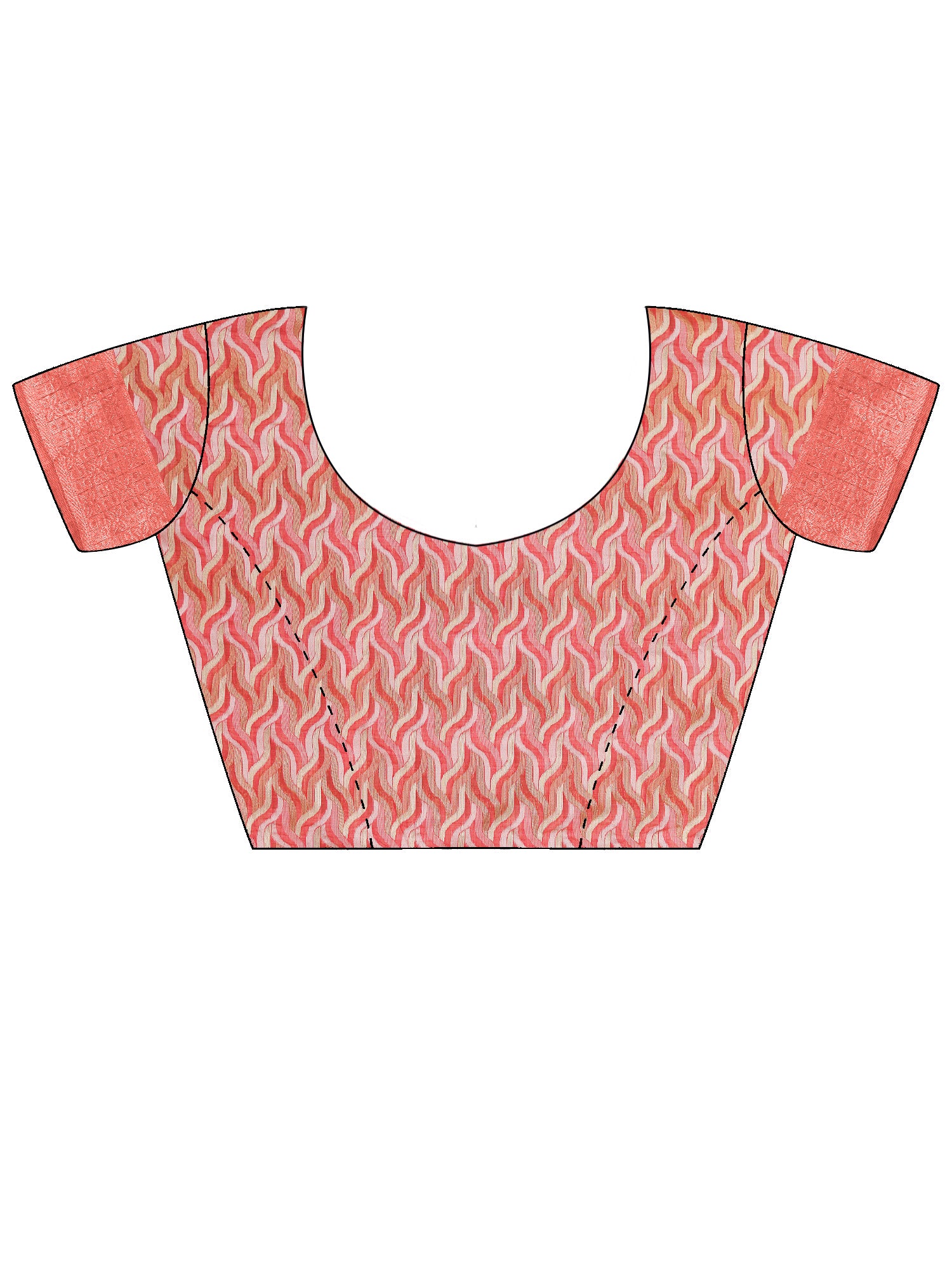 Unstitched peach cotton linen blouse piece with woven design design
