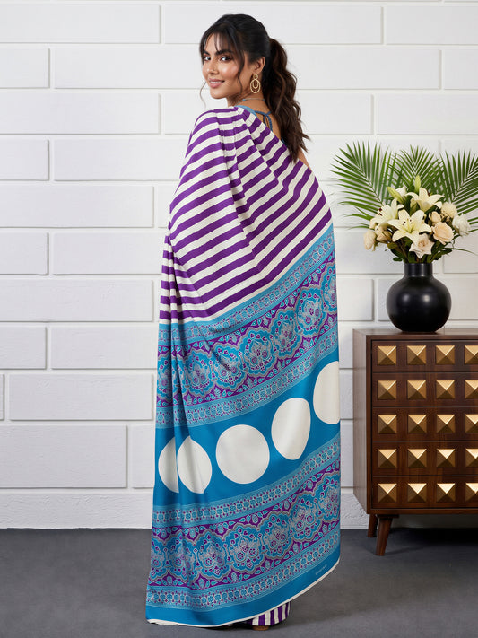 Purple Satin saree – detail view 1