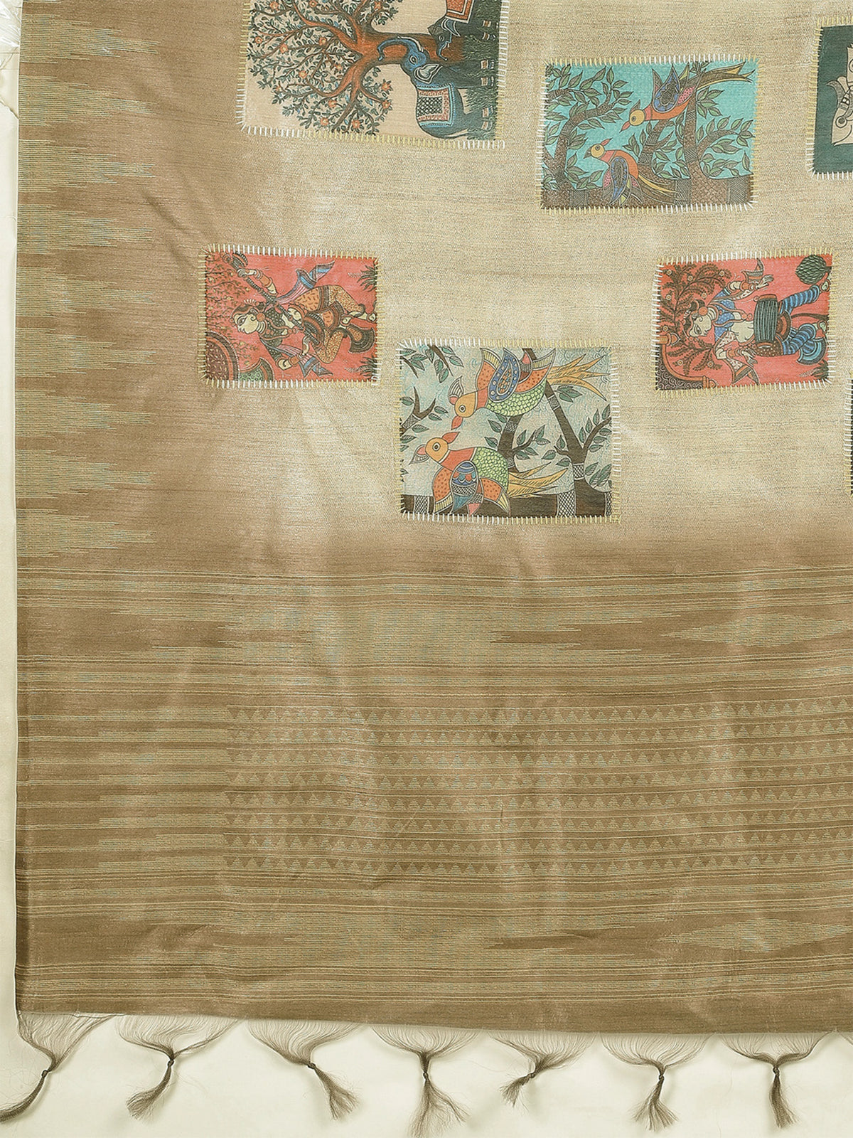 Olive Cotton Silk saree – detail view 5