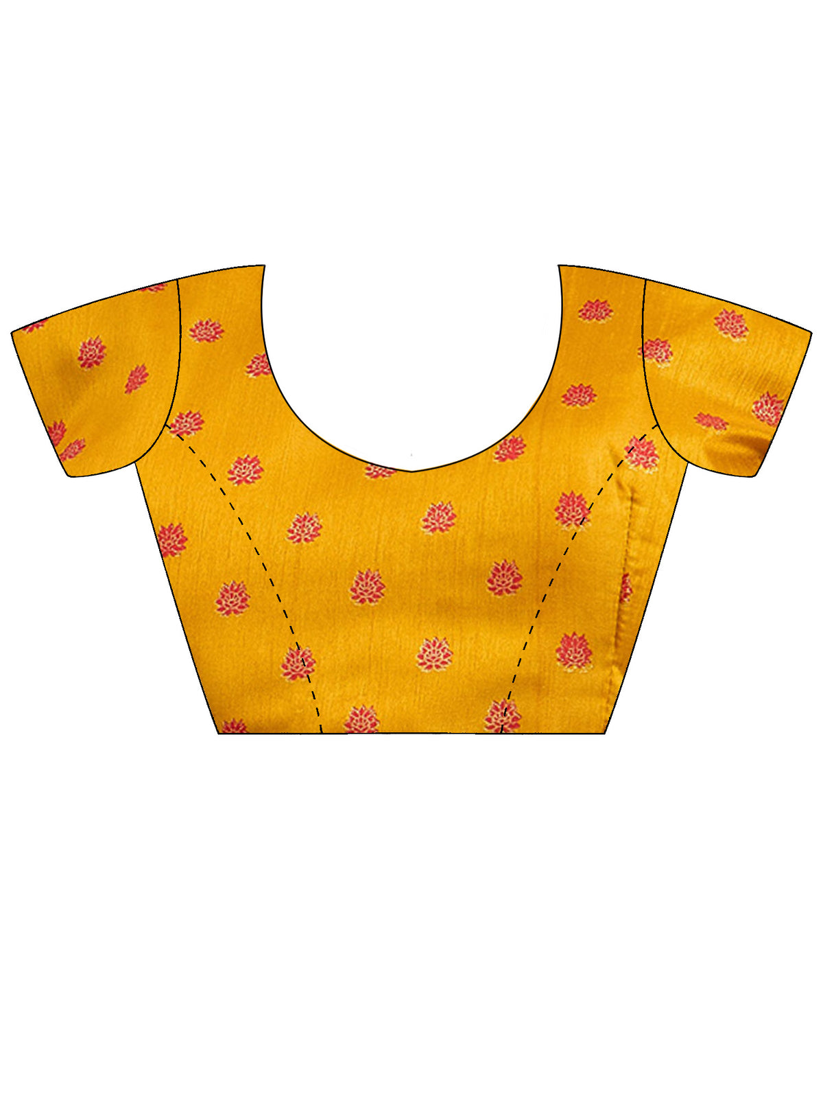 Unstitched mustard silk blend blouse piece with ethnic motif design