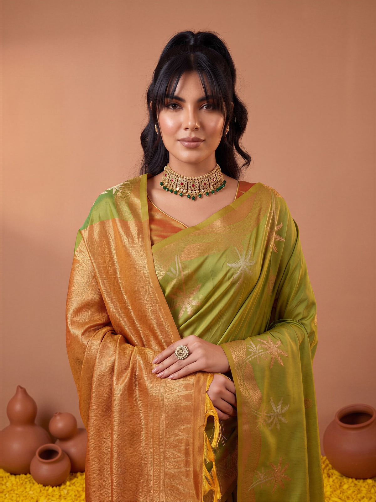 Light Green Tussar Silk saree – detail view 4