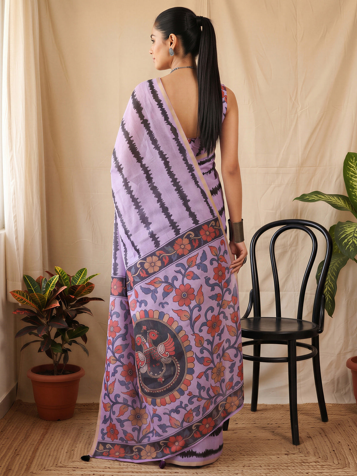 Lavender Cotton Blend saree – detail view 1
