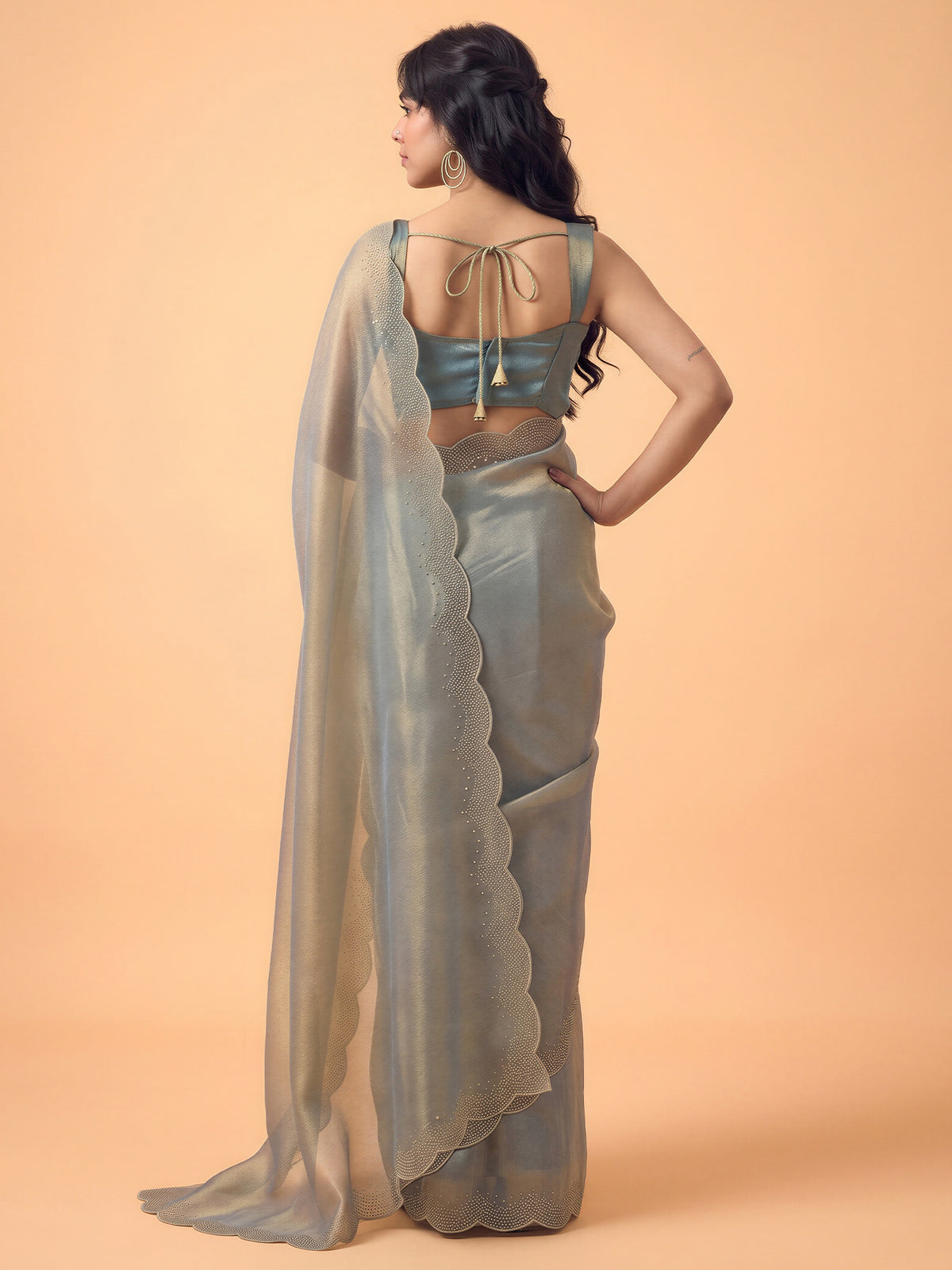 Metallic Satin Silk saree – detail view 1