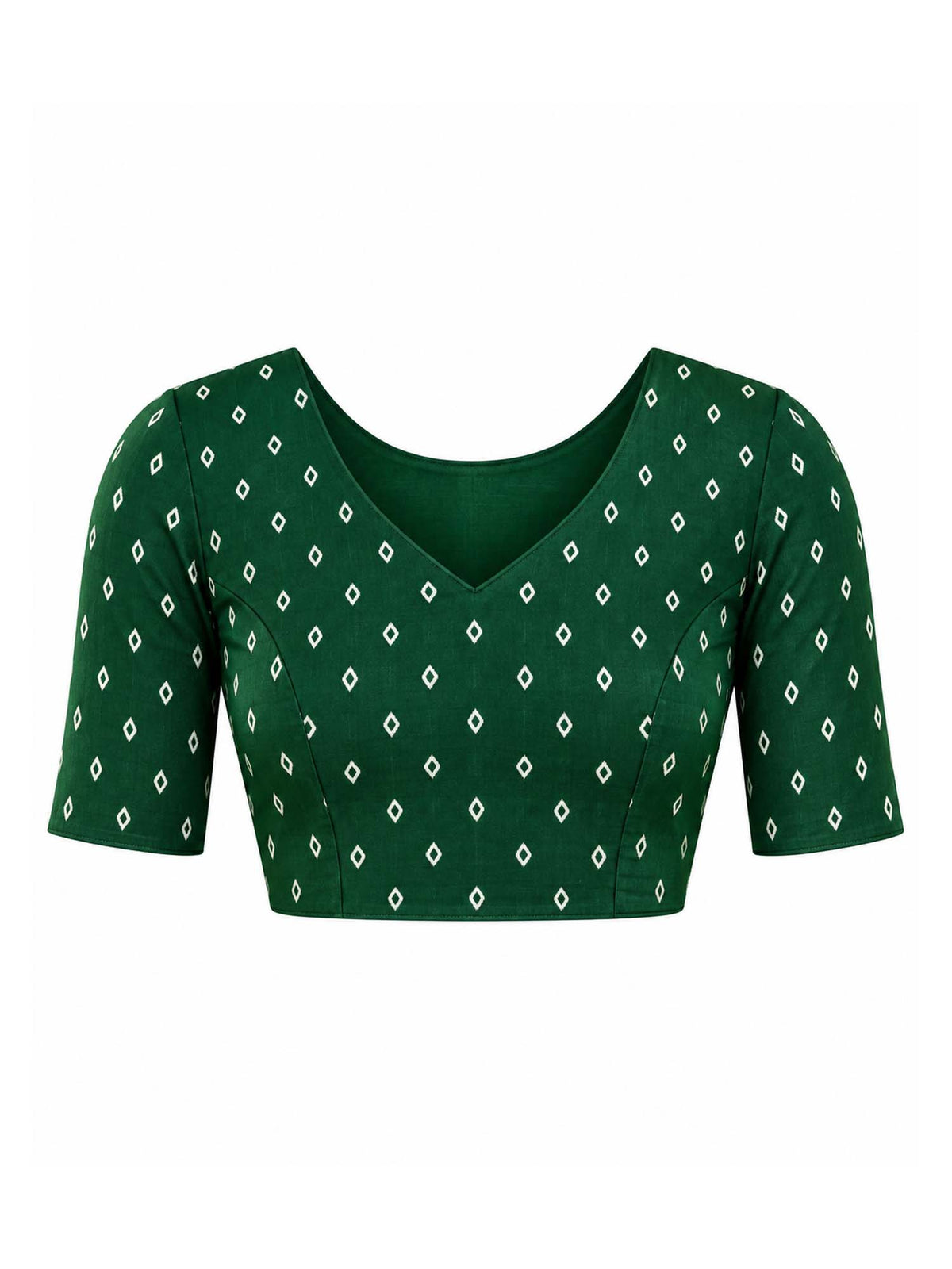 Unstitched green tussar silk blouse piece with ethnic motif design