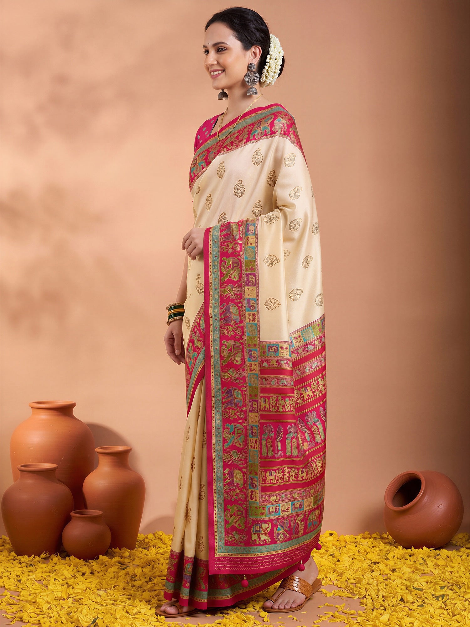 Pink Silk Blend saree – detail view 2