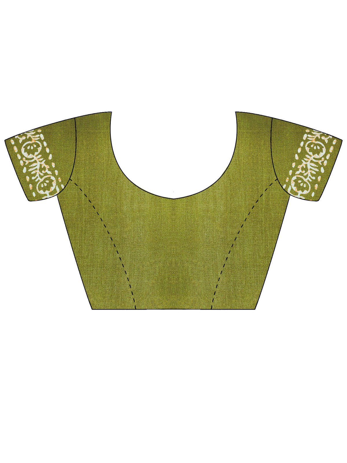 Unstitched olive cotton blouse piece with solid design