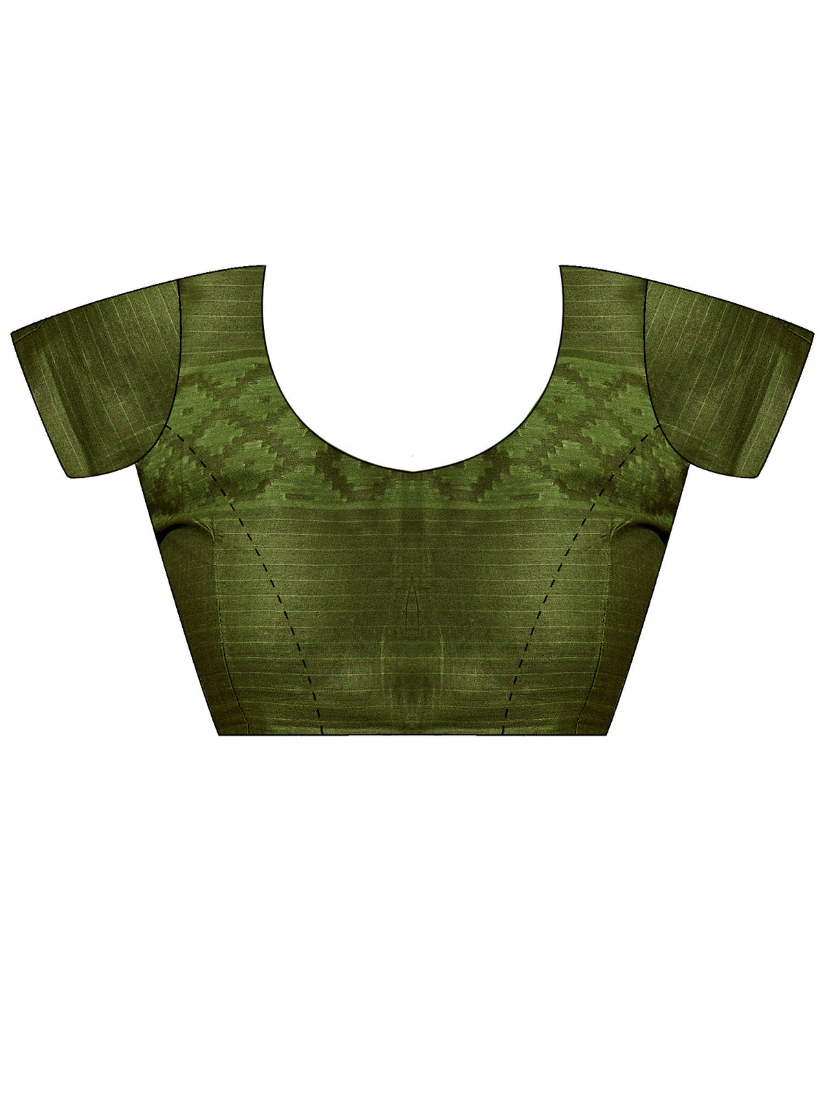 Unstitched green cotton blouse piece with solid design