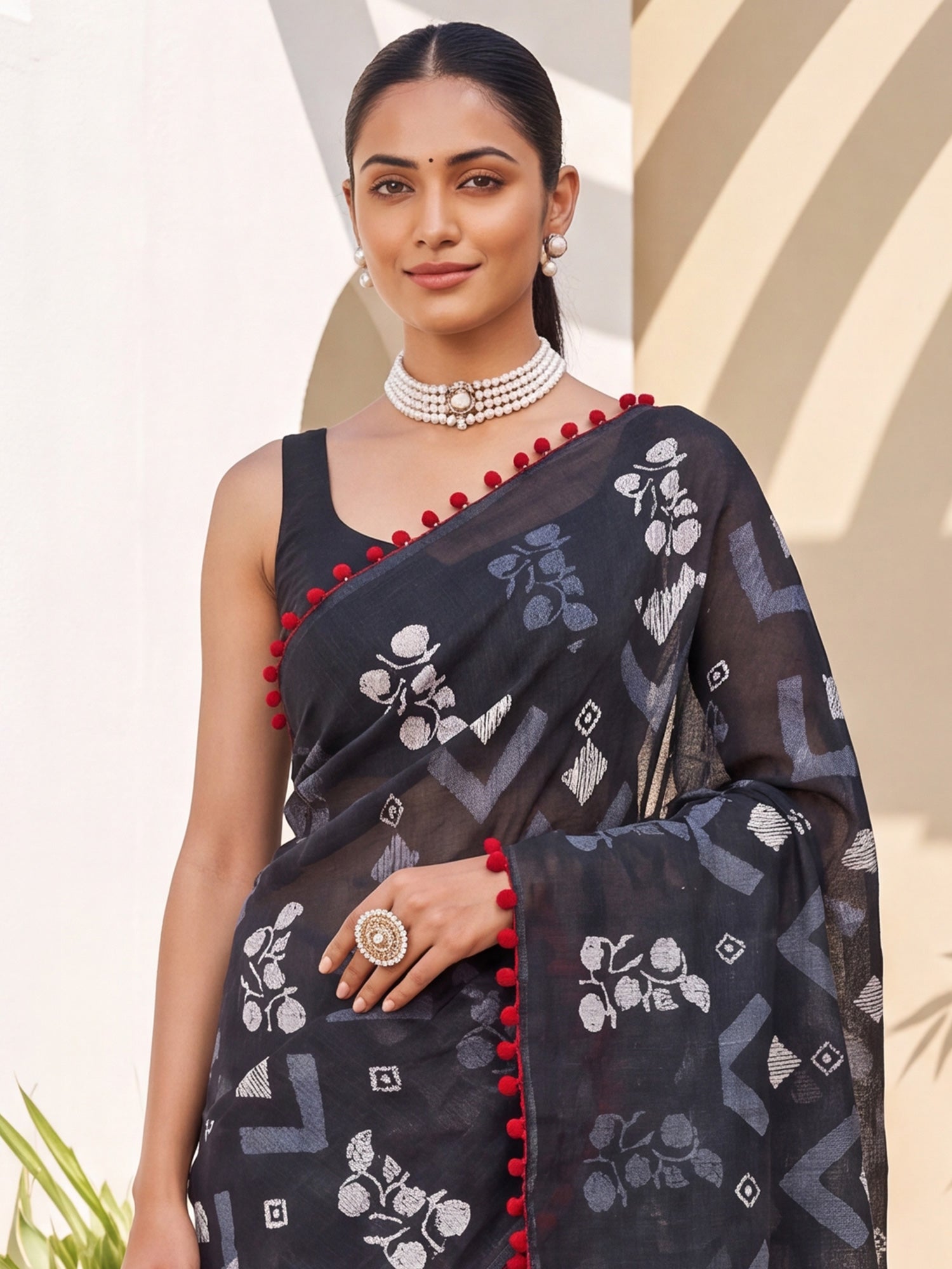 Black Cotton saree – detail view 4