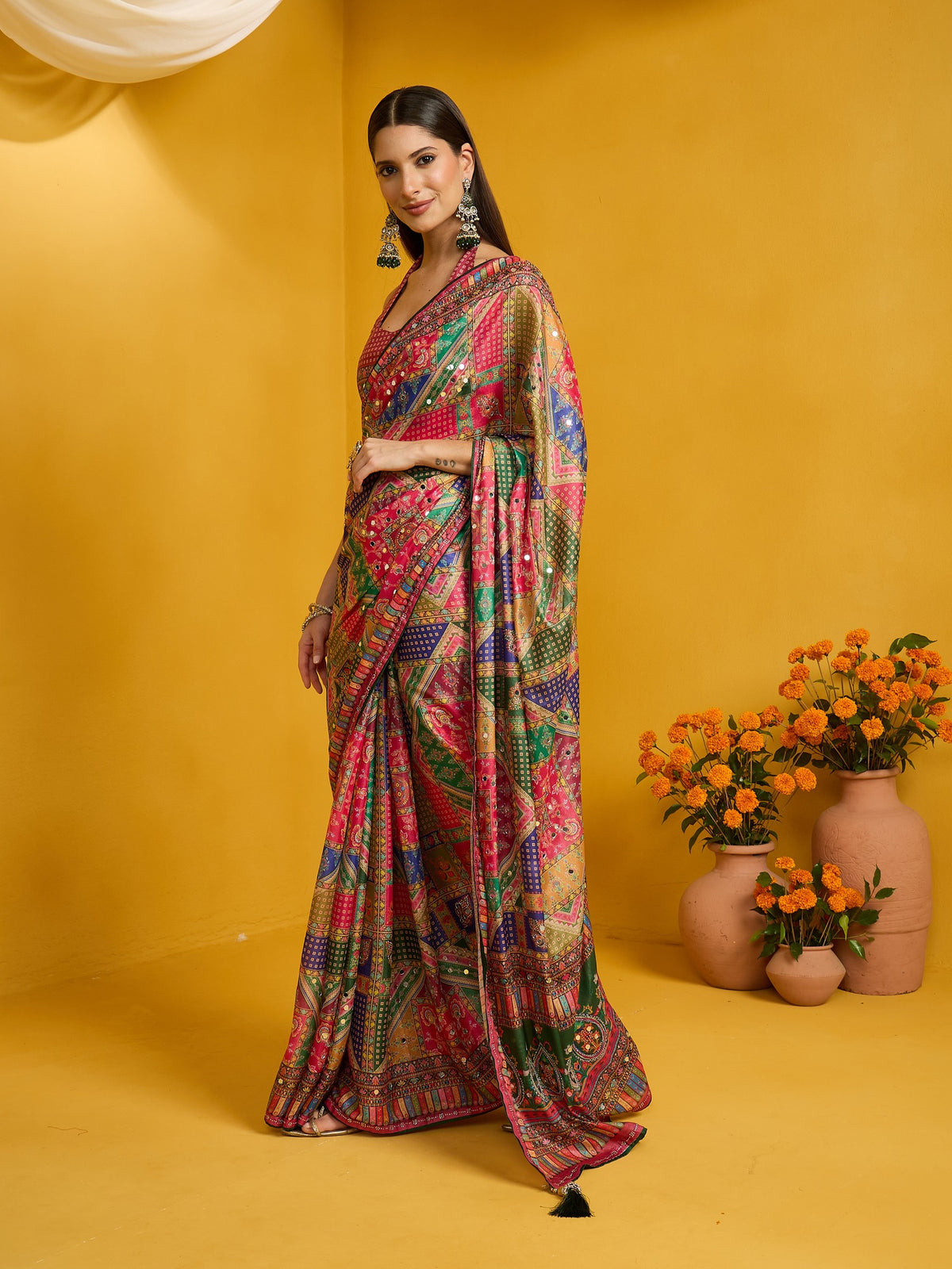 Multicolored Silk Blend saree – detail view 1