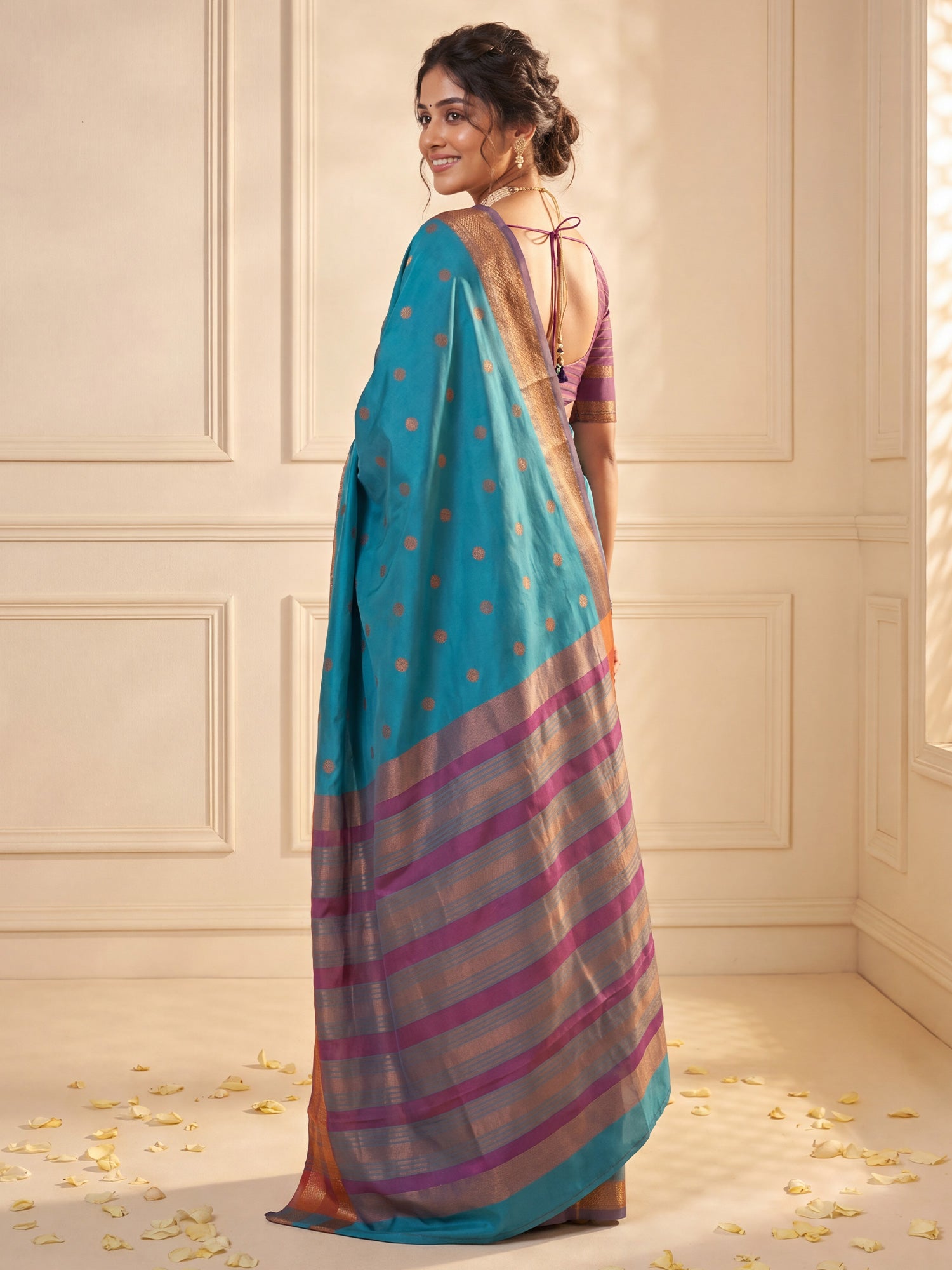 Light Blue Soft Silk saree – detail view 1