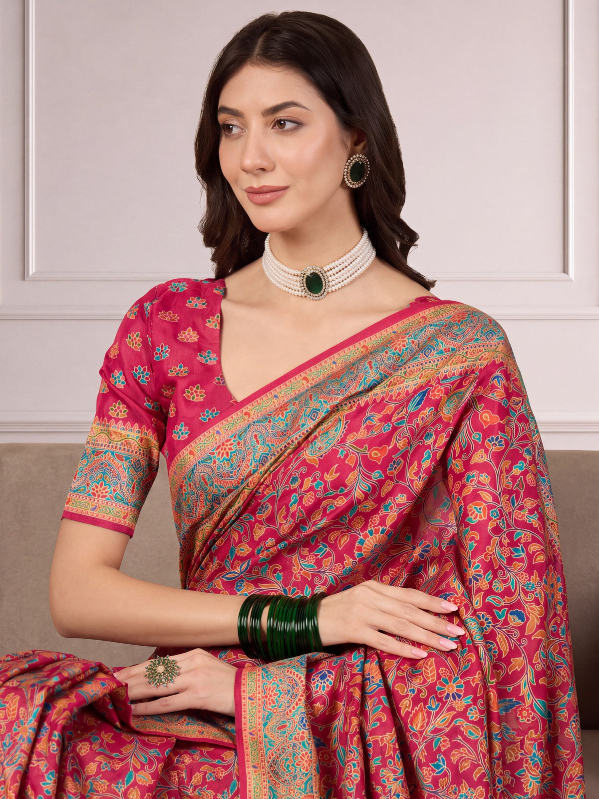 Pink Dola Silk saree – detail view 6